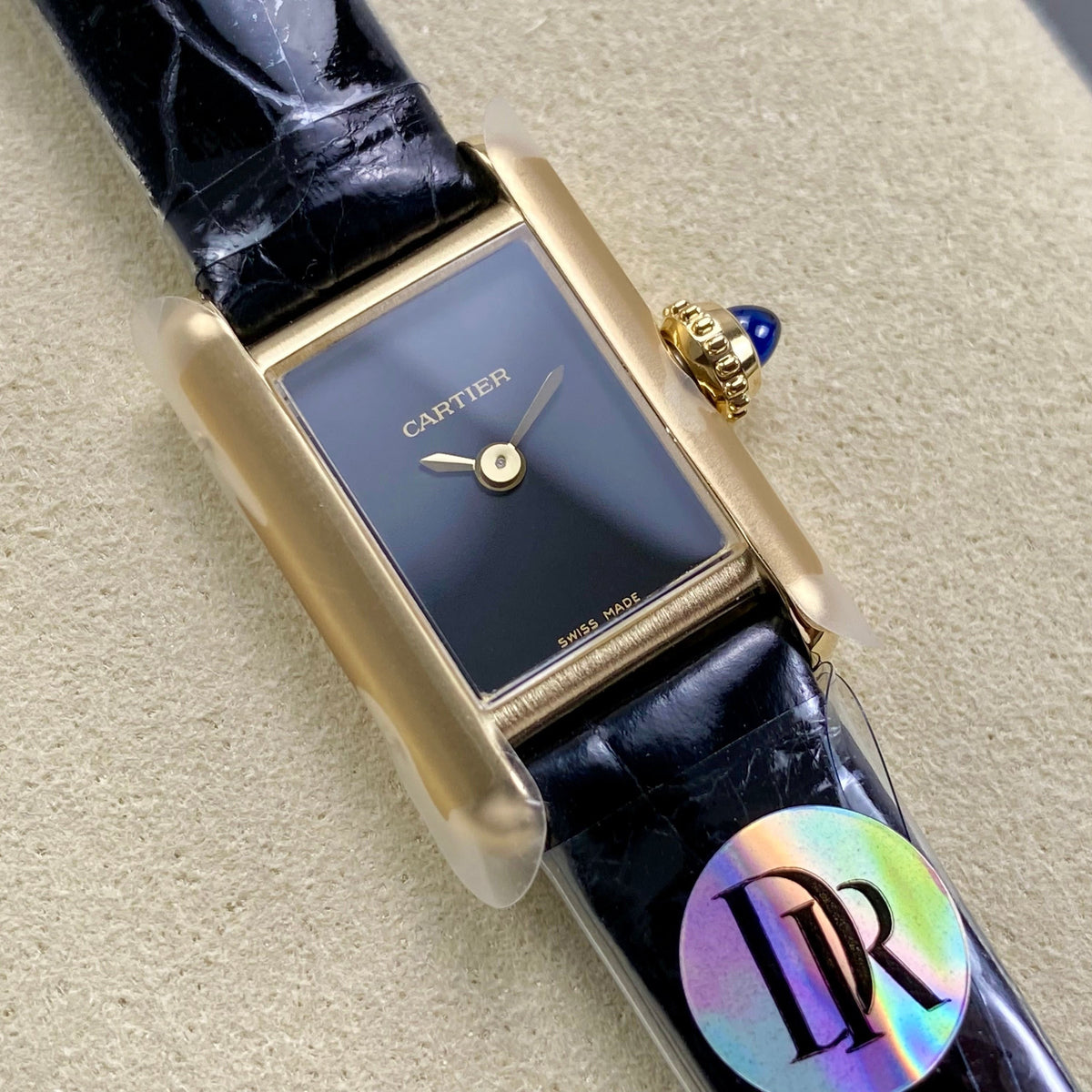 Cartier Tank 24mm Black Dial Gold Case Leather