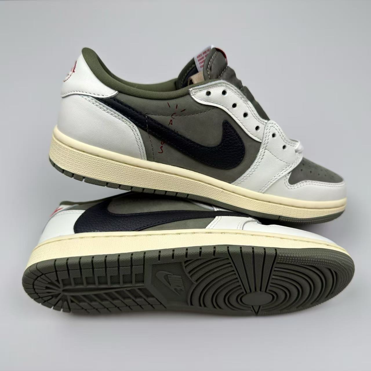 Nike Air Jordan 1 x TS Reverse Olive White Black Leather Suede