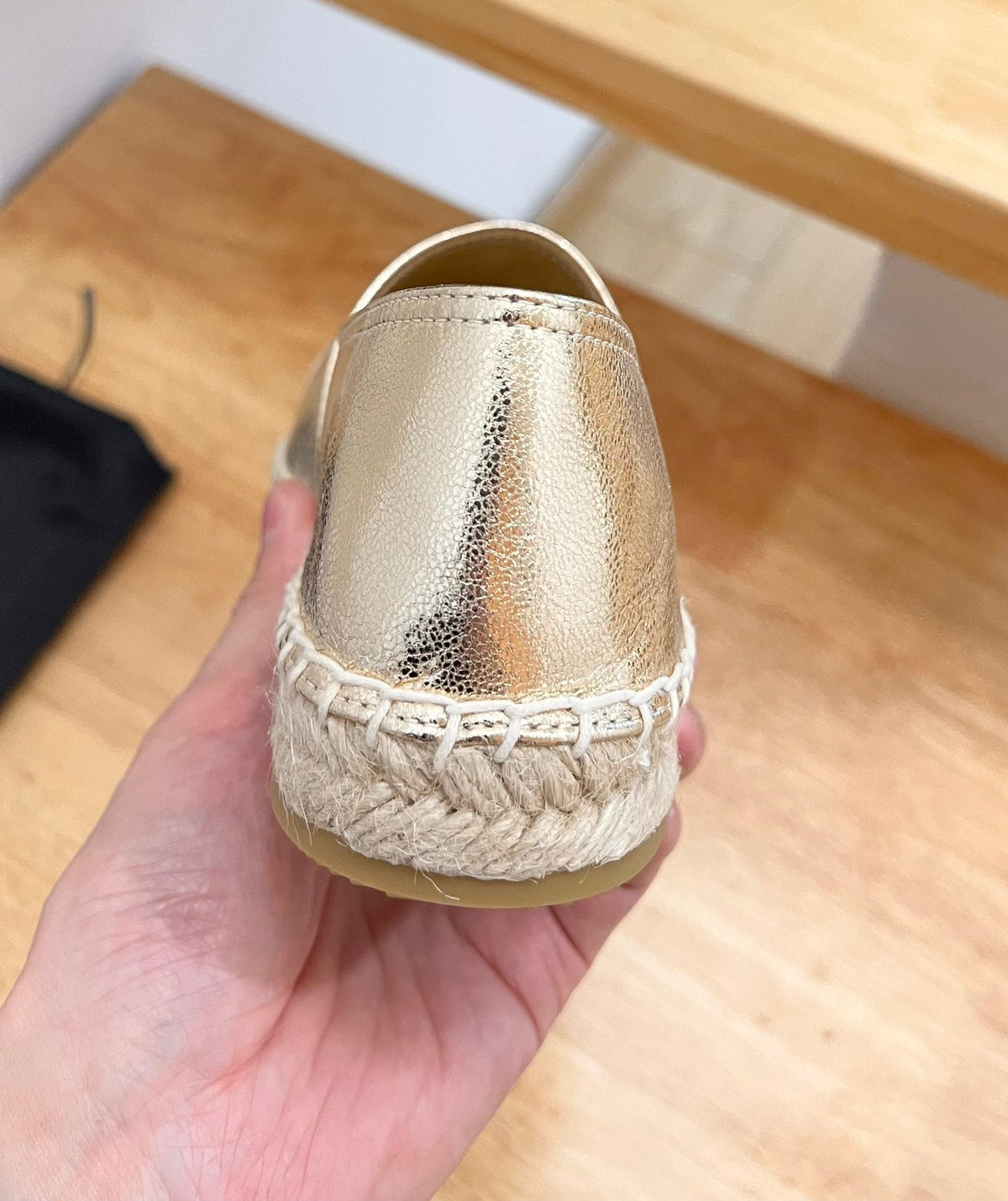 Prada 26s Embroidered Logo Espadrille Flats Gold Calfskin