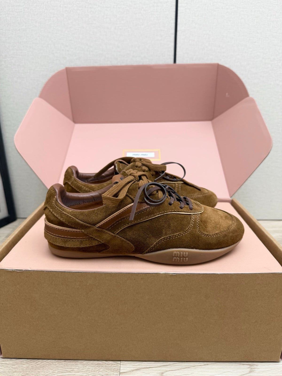Miumiu 26s Sneakers Brown Suede Style 10