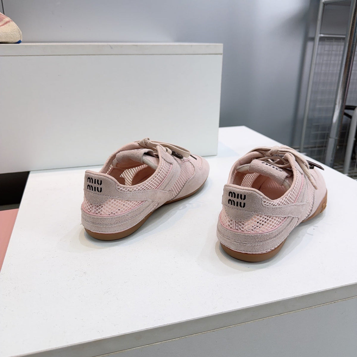 Miumiu 26s Sneakers Light Pink Mesh And Suede