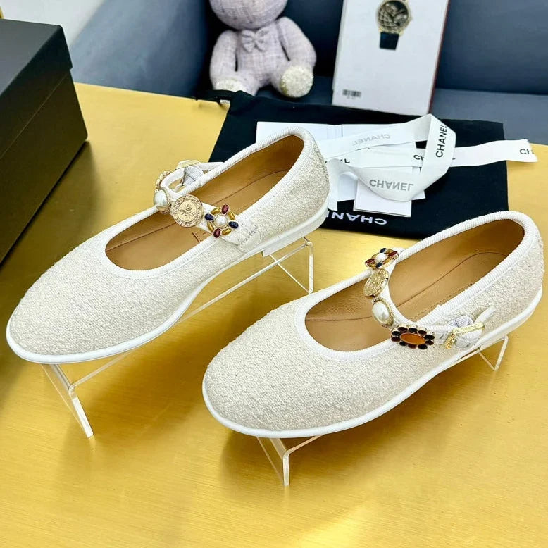 Chanel 2026 26A Métiers D'Art Ballet Flat Lambskin Fabric 983132