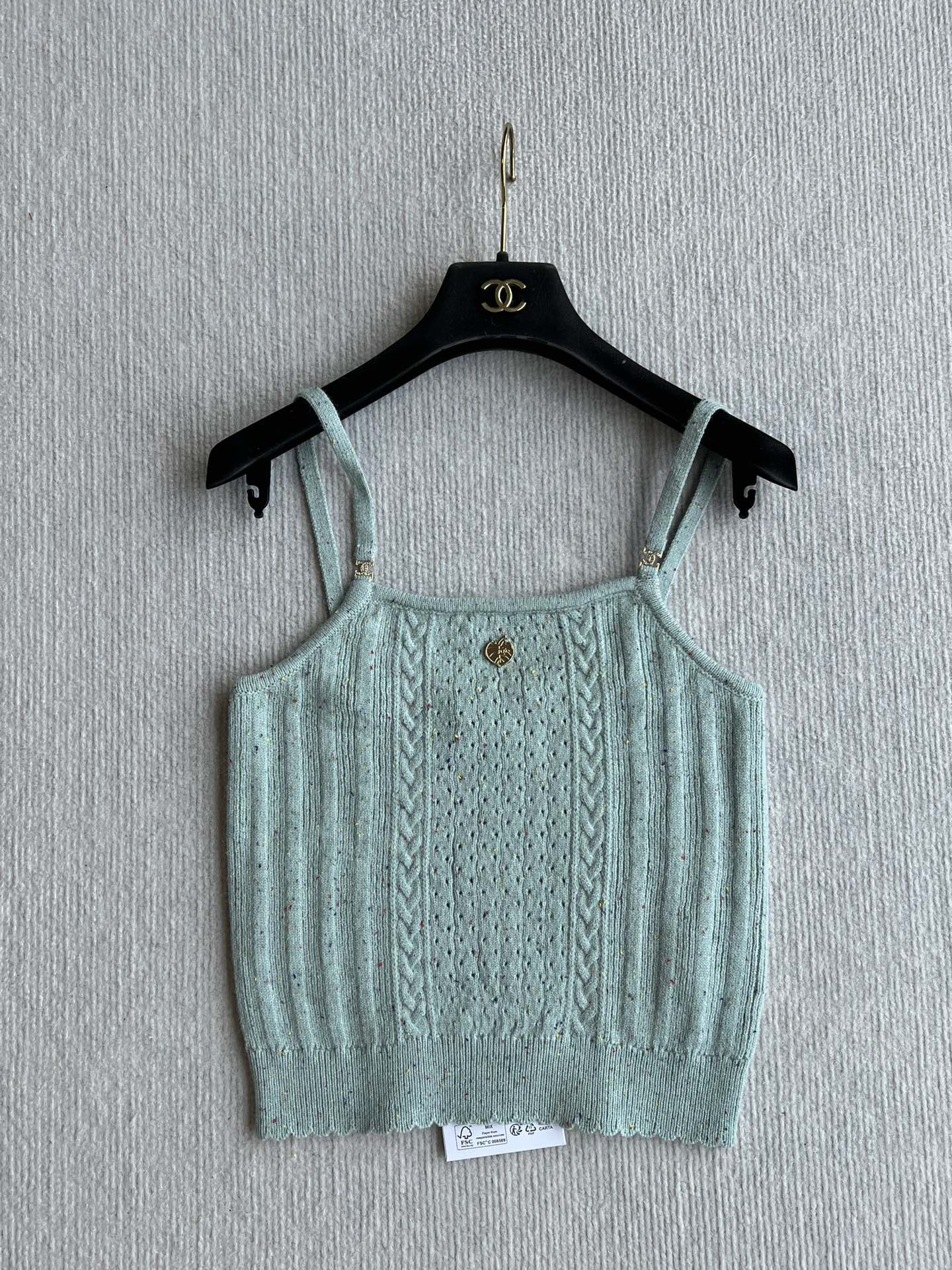 CC 25A Tank Top Mint Green Wool Gold Leaf