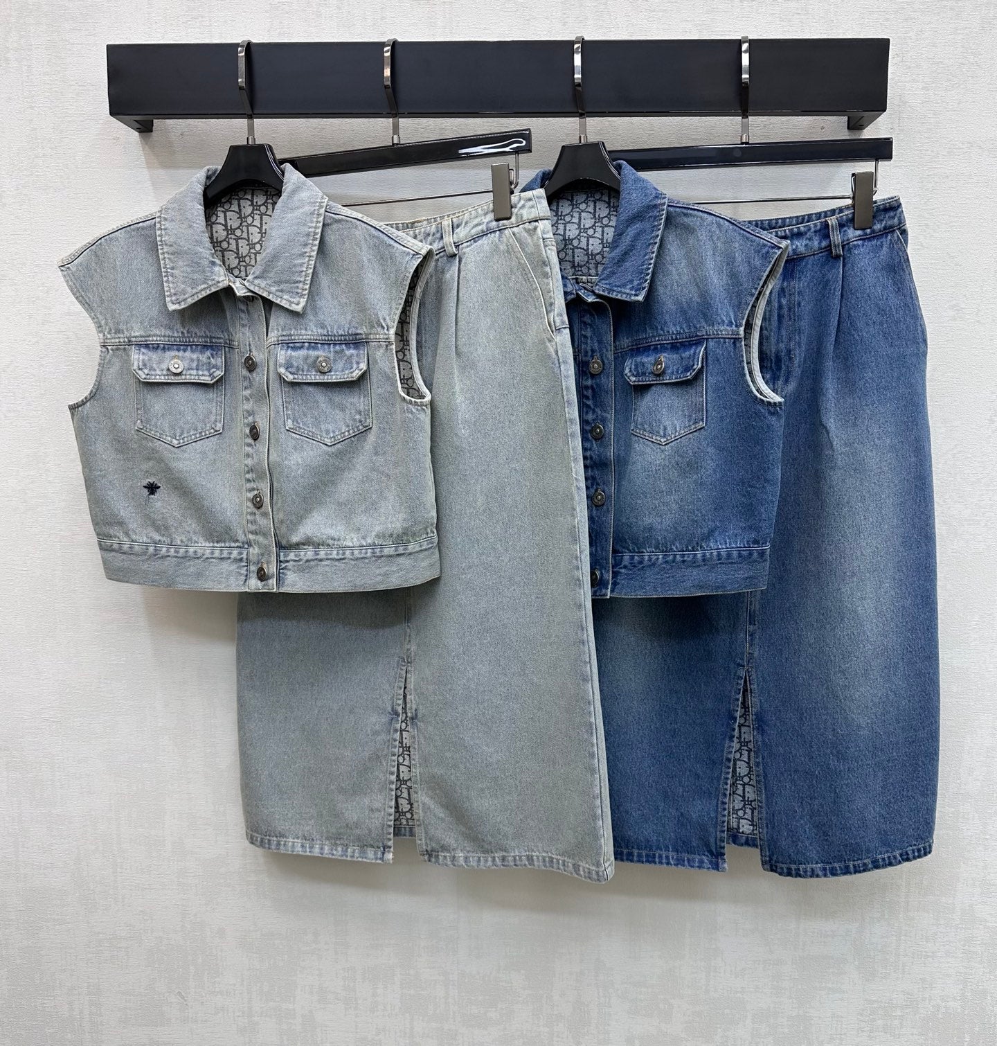 CD 26 Denim Vest and Skirt Set in Cotton