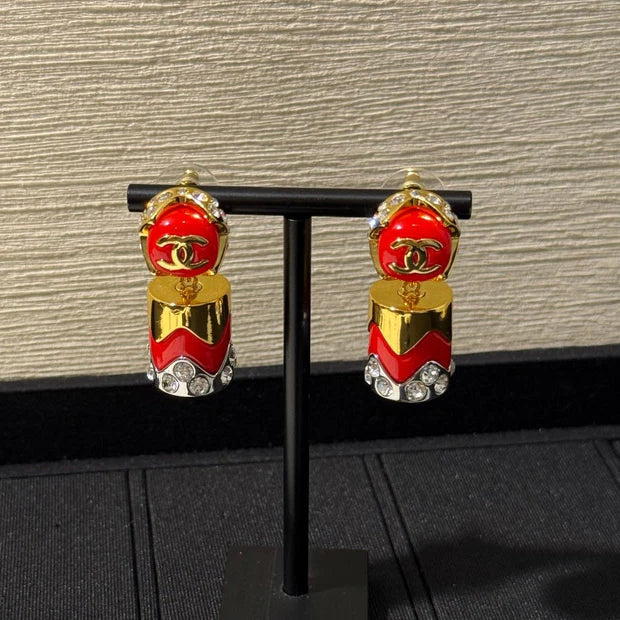 Chanel 2026 Enamel Button Double C Earrings