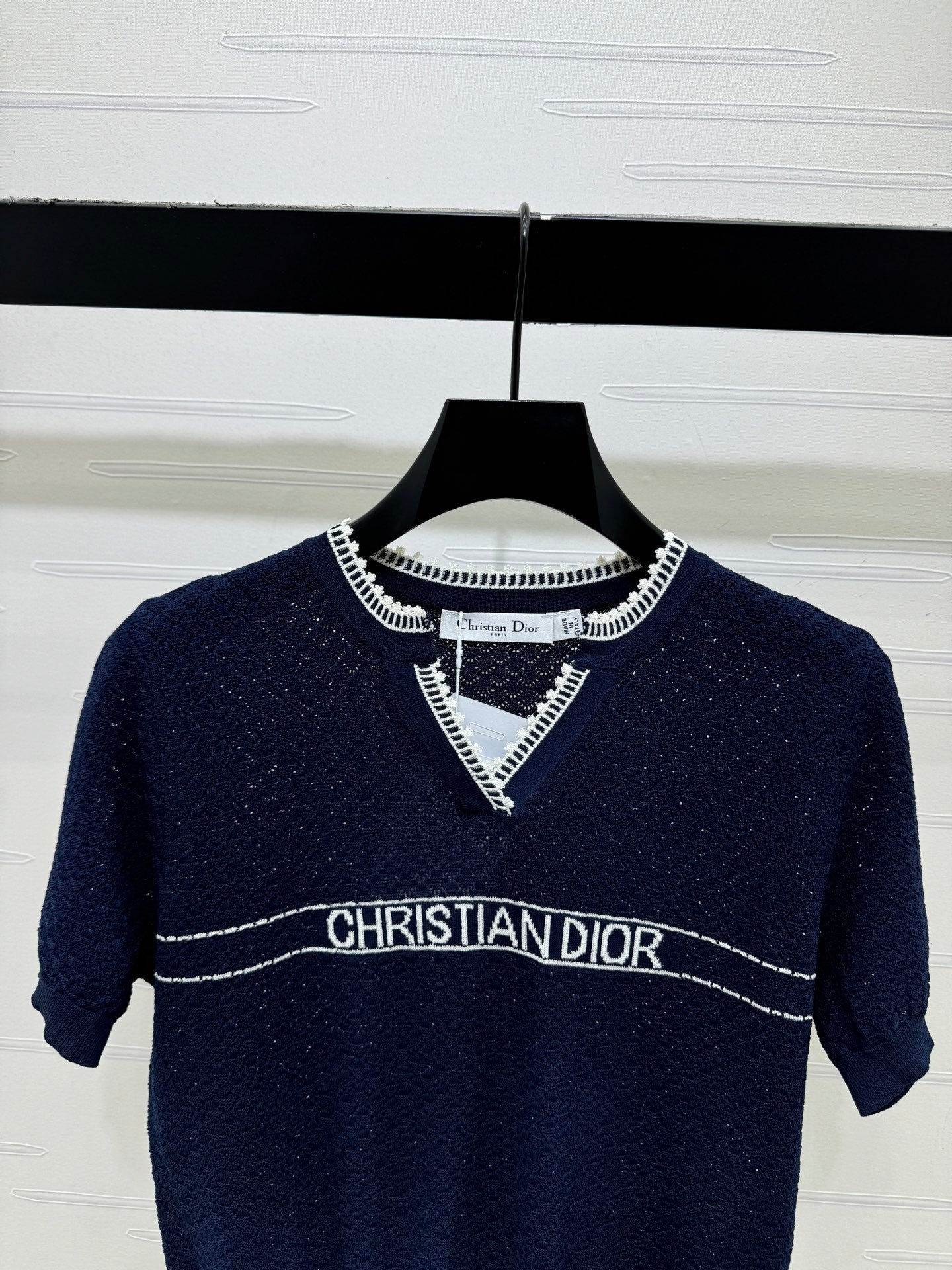 CD 26 Hollow-out Knit Short-Sleeve Top in Nylon