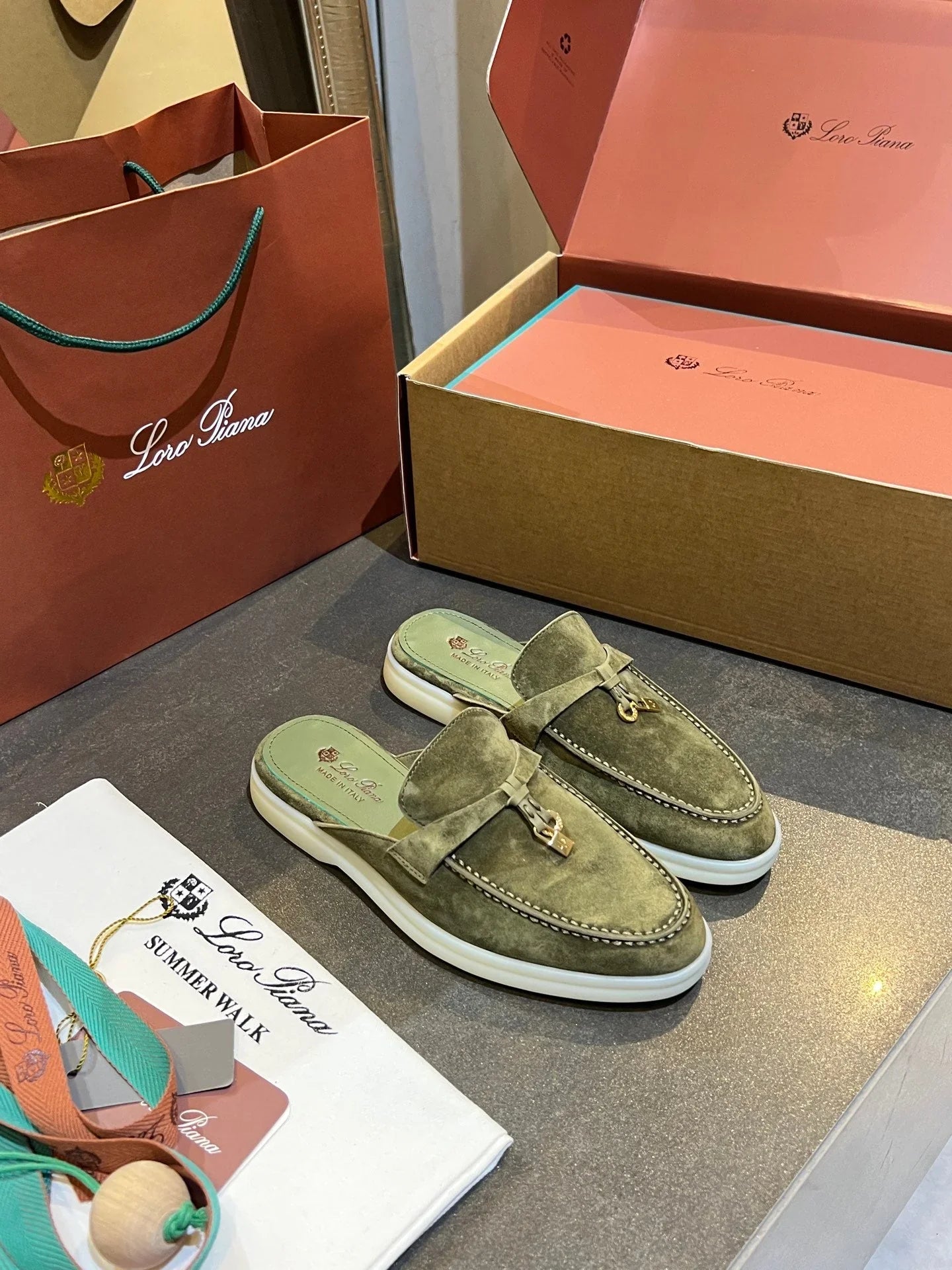 Loro Piana 2026 Summer Walk Charm Mule Suede 921944