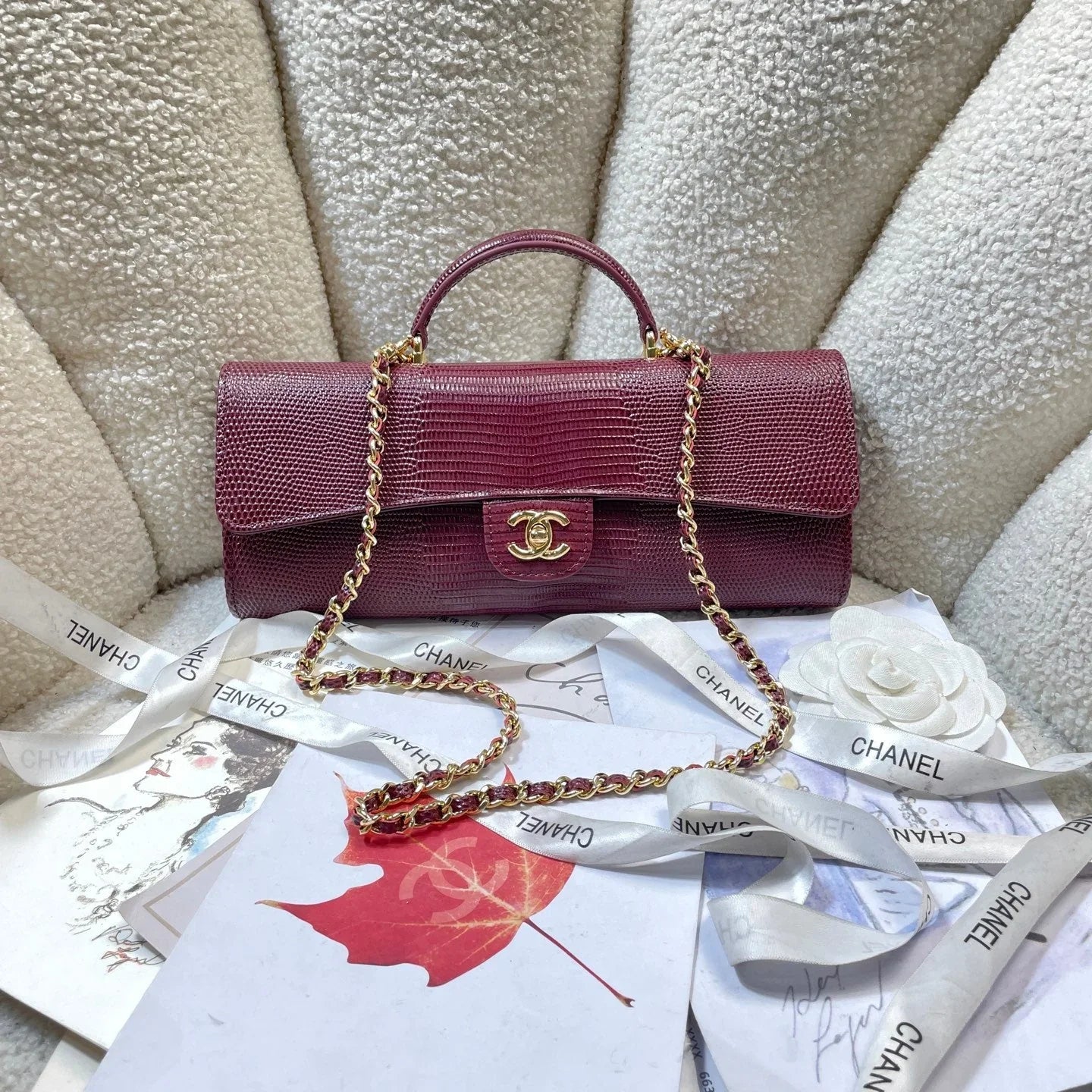 Chanel 2026 Lizard-Embossed Top Handle Bag 25cm Leather
