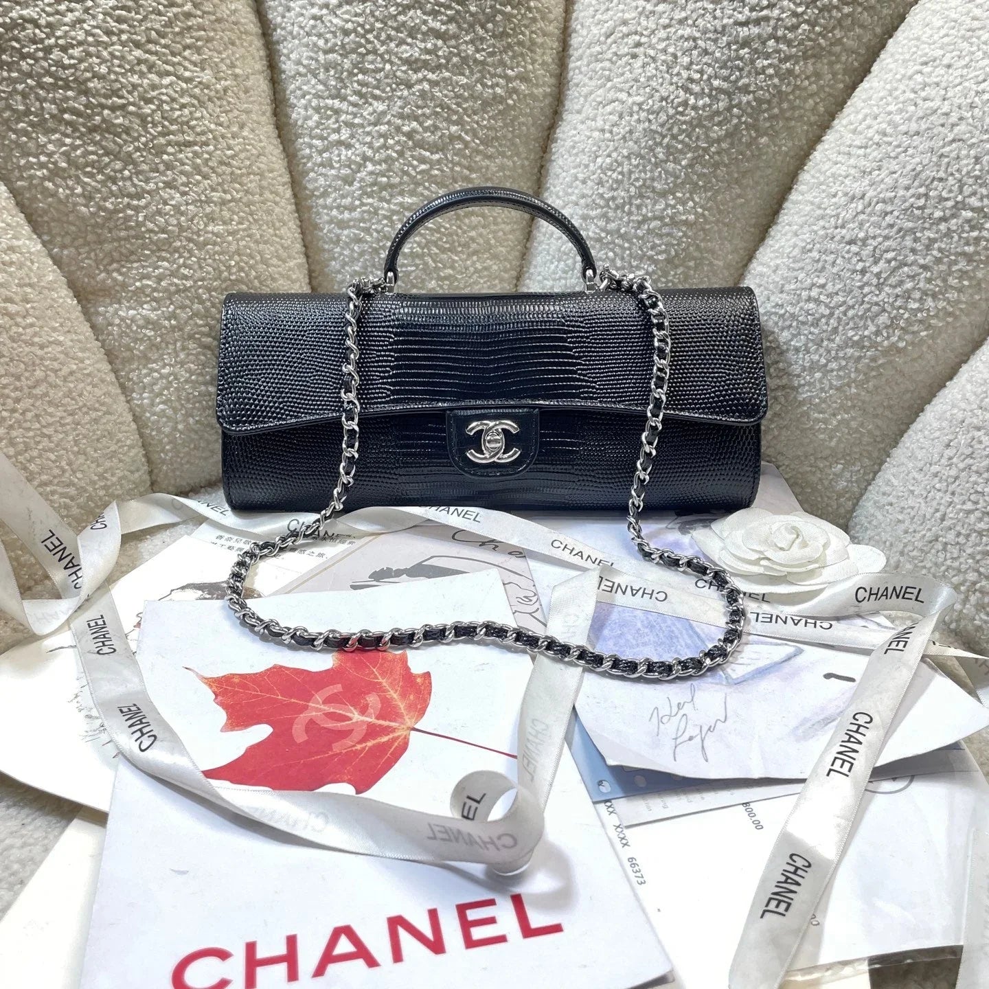 Chanel 2026 Lizard-Embossed Top Handle Bag 25cm Leather