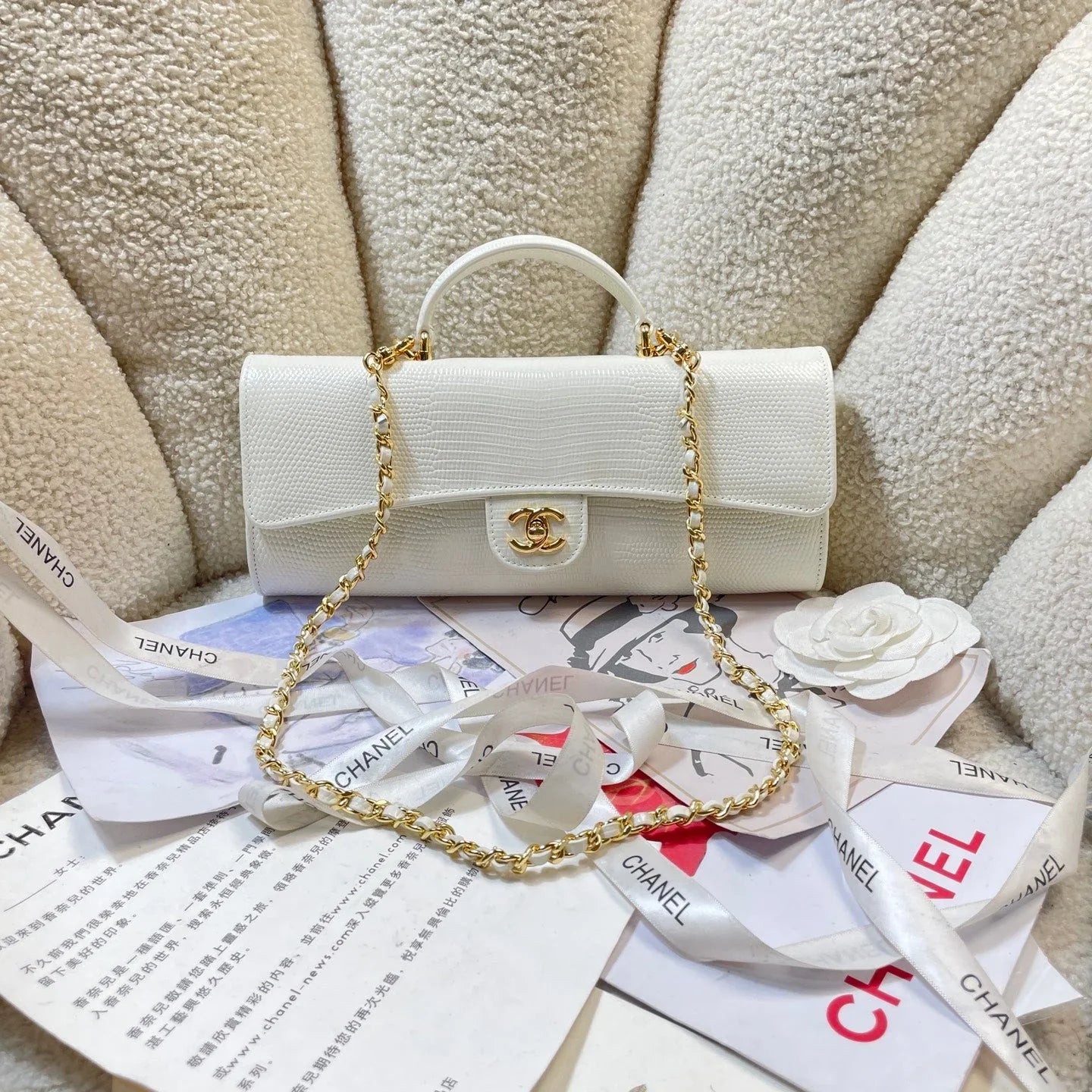 Chanel 2026 Lizard-Embossed Top Handle Bag 25cm Leather