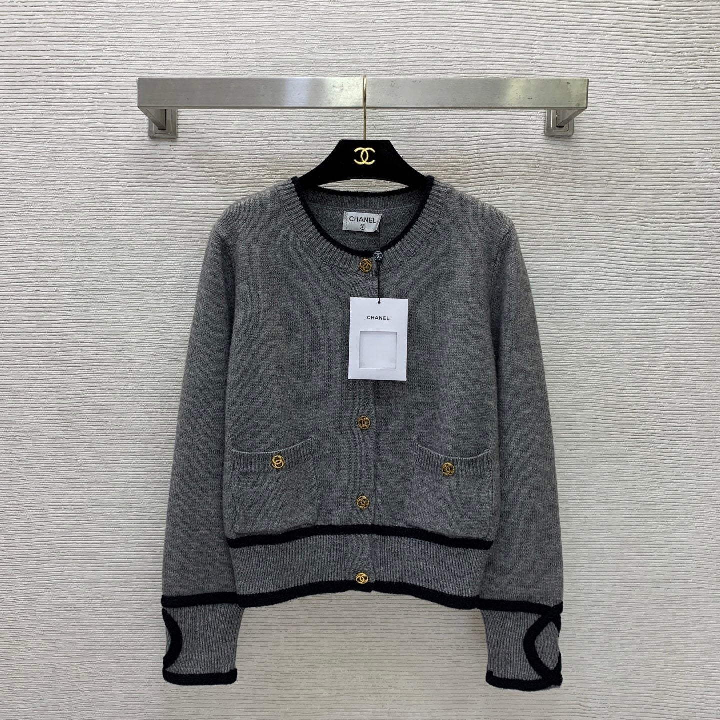 CC 26s Short Knit Cardigan Jacket Grey Wool