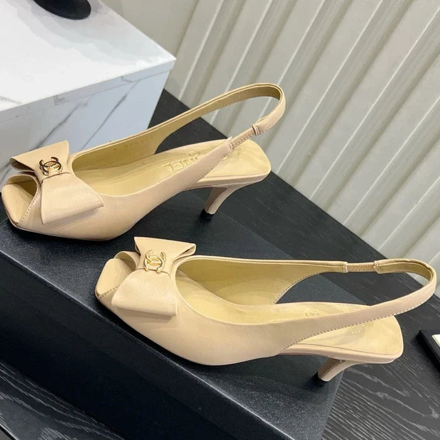 Chanel 2026 Bow-Tie Slingback 60mm Suede Sheepskin 977148
