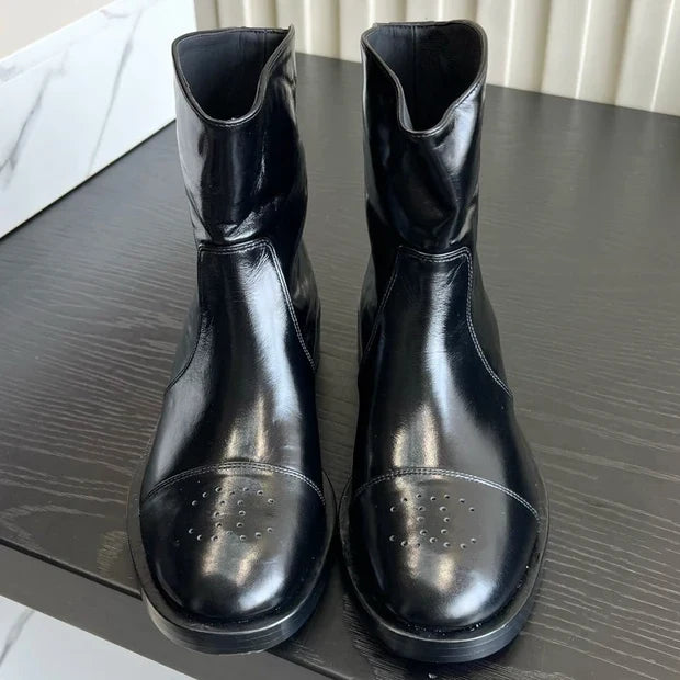 Chanel 2026 Perforated Toe Ankle Boots Patent Leather 977237
