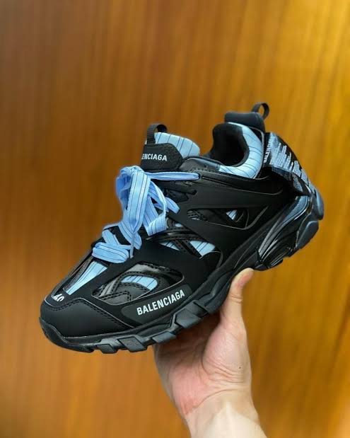 Balenciaga Track Shirt Sneakers in Black Blue Polyurethane Polyester