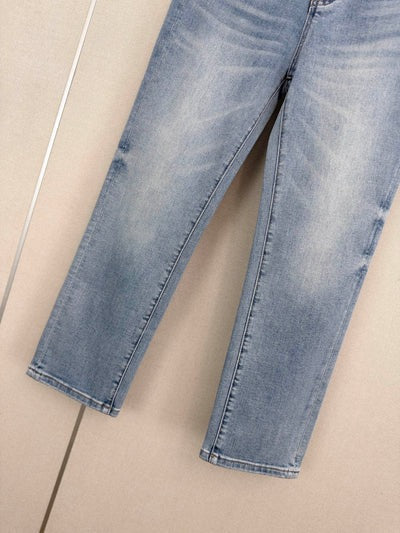 Chanel 2026 Straight-leg Jeans With Rhinestone Quilted Pockets Blue Cotton 377049