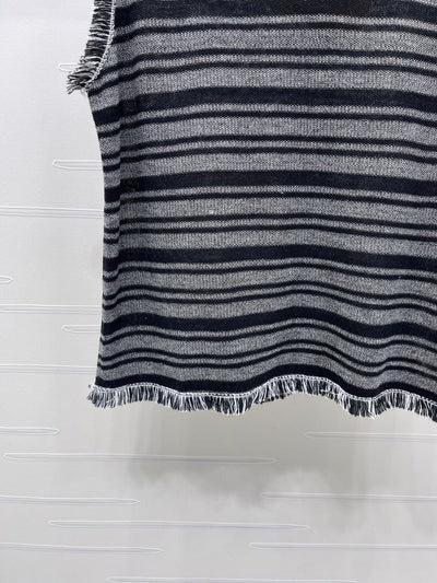Miumiu 2026 Striped Knitted Vest Black Grey Wool Polyester 766322