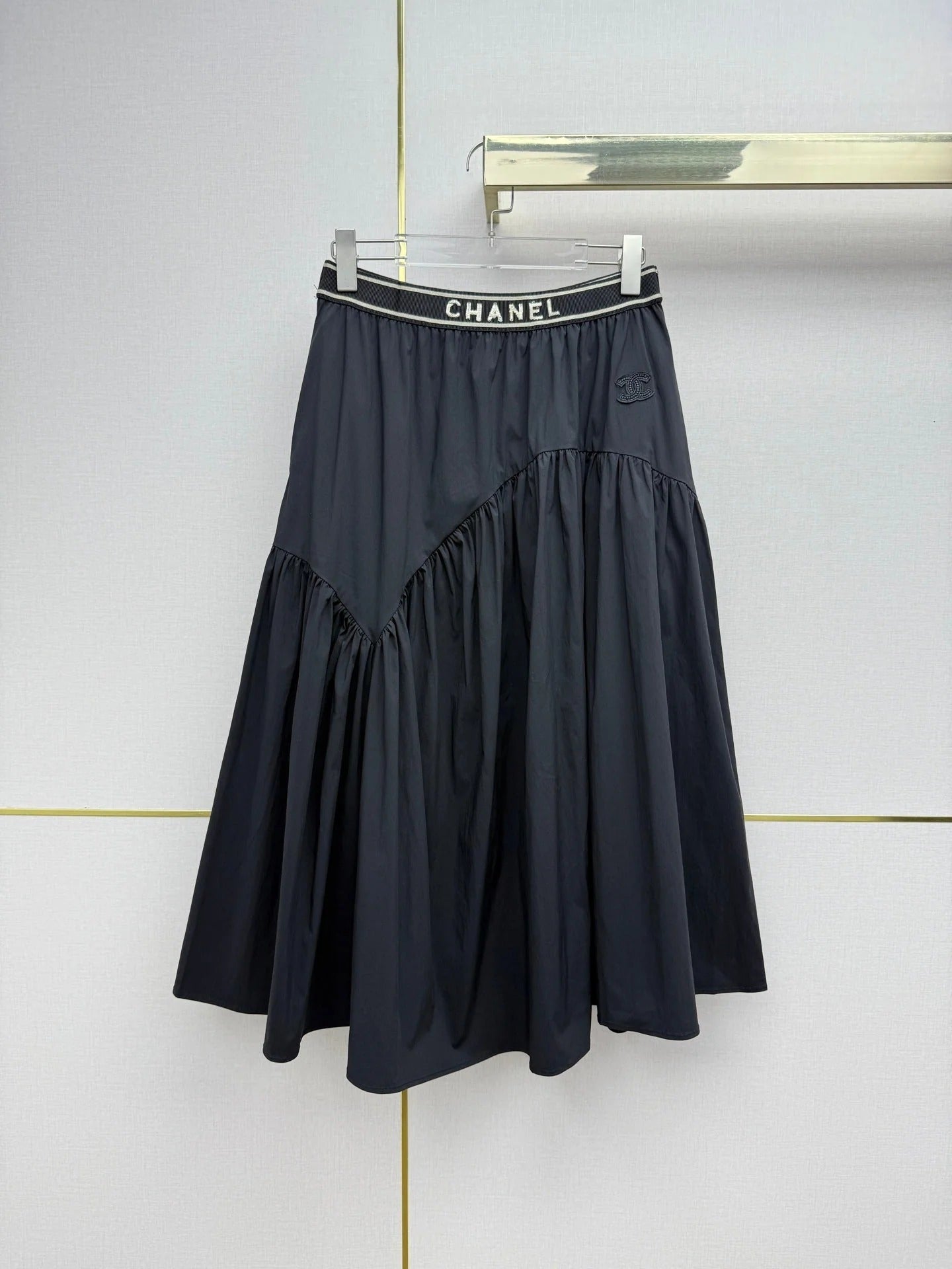 Chanel 2026 Elastic Waistband With Brand Midi Skirt Cotton 367700