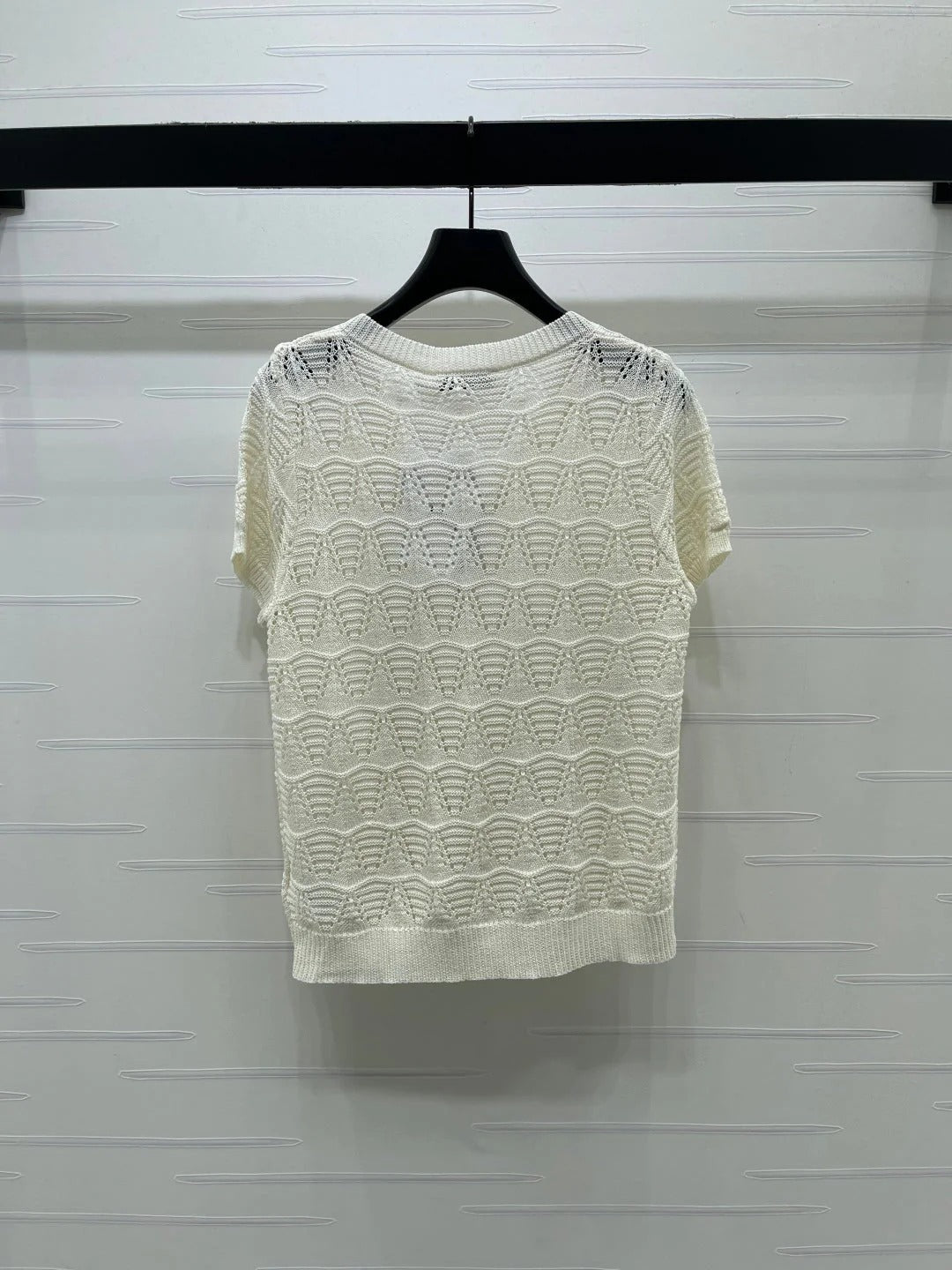 Dior 2026 Hollow-out V-neck Knit Short-sleeved Top Wool Cotton 377970