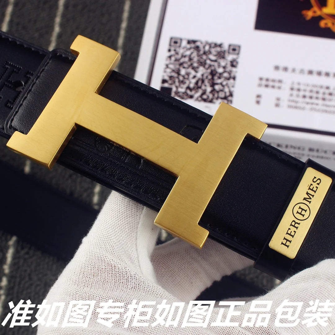 HM Constance Belt 38mm Black Calfskin Gold  Buckle 619961