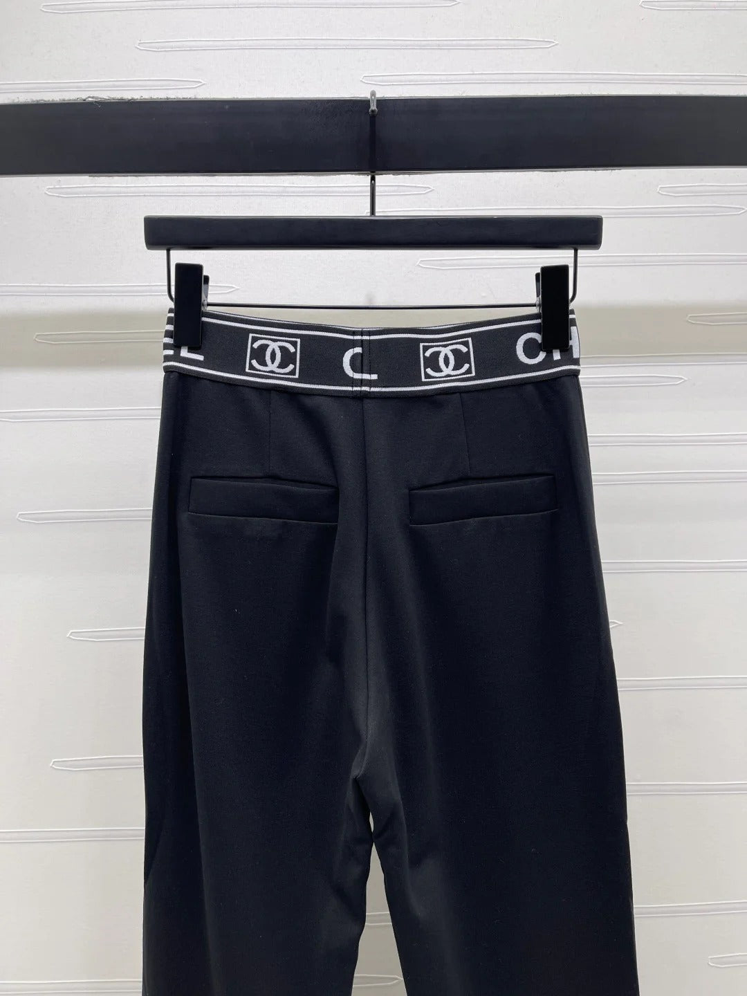 Chanel 2026 Webbing Letter Flared Pant Black White Cotton Polyamide 363365