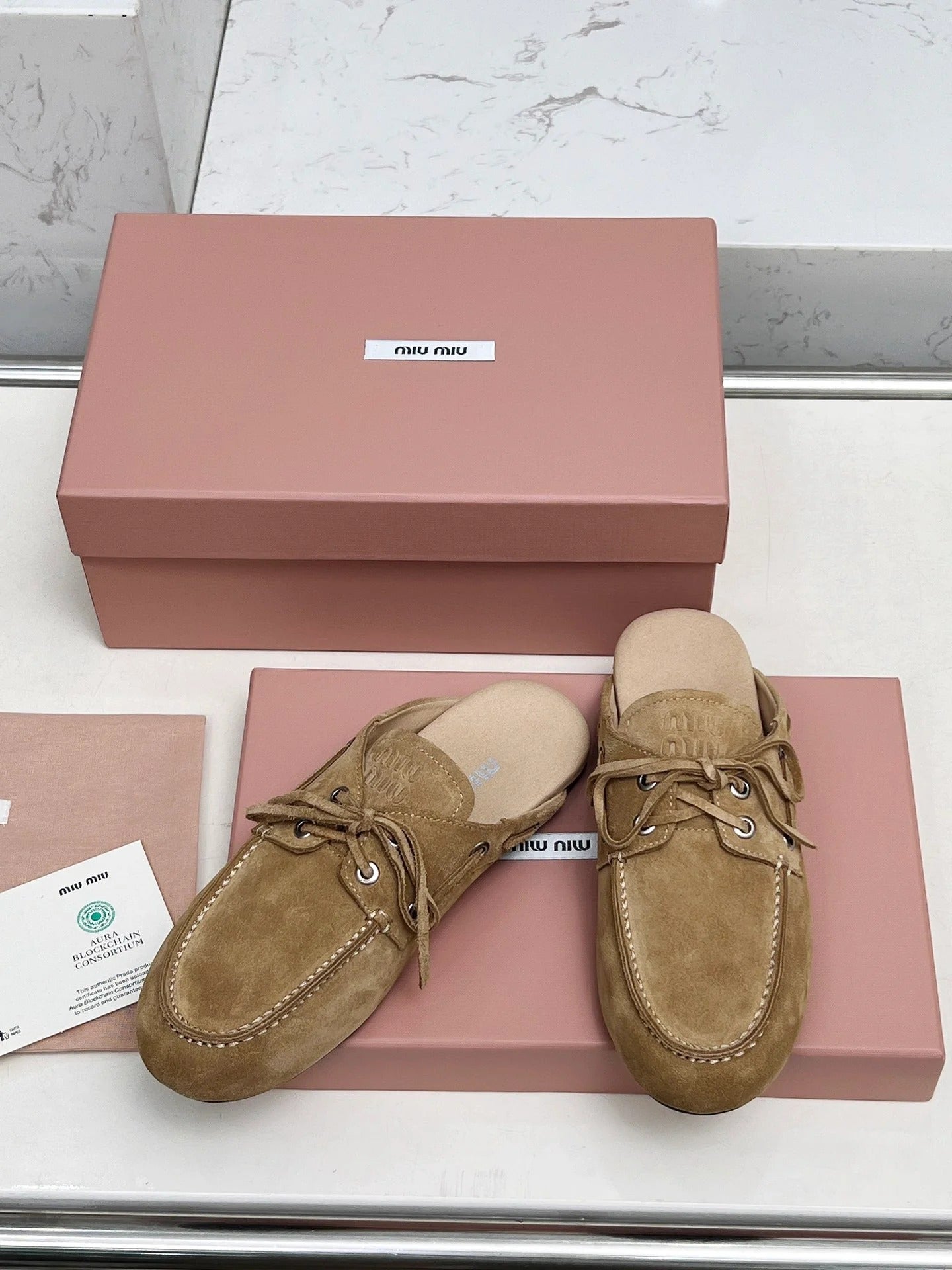Miumiu 2026 Faded Mules Light Brown Suede 326958