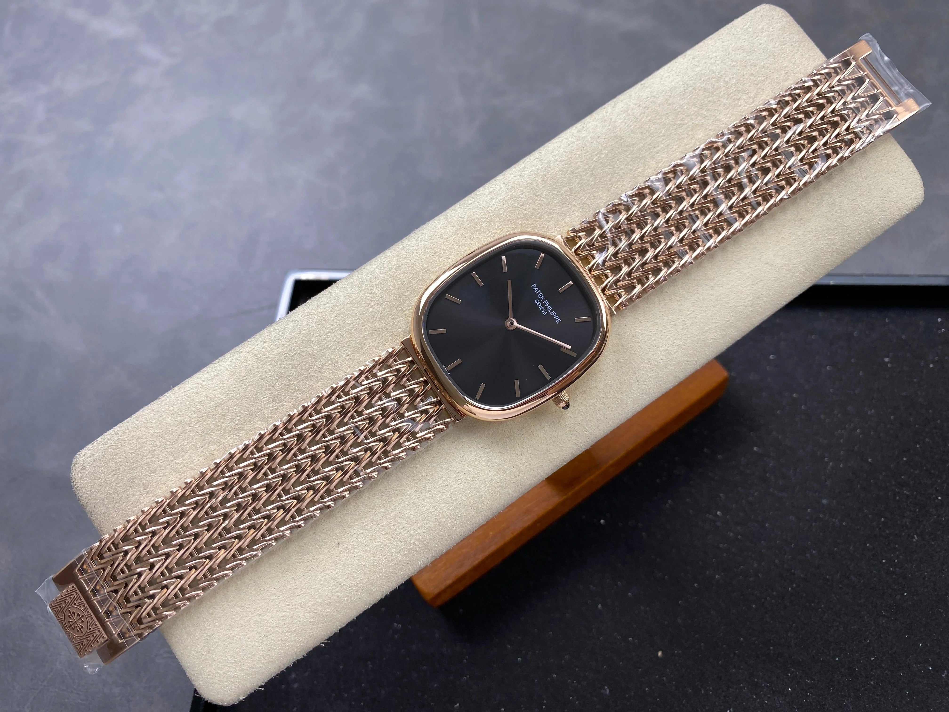 Patek Philippe Golden Ellipse 41mm Black Dial Rose Gold Strap