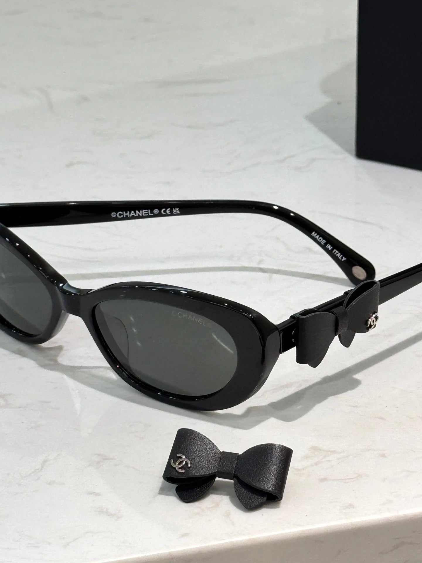 Chanel 2026 Cat Eye Sunglasses Black Acetate Calfskin CH9181