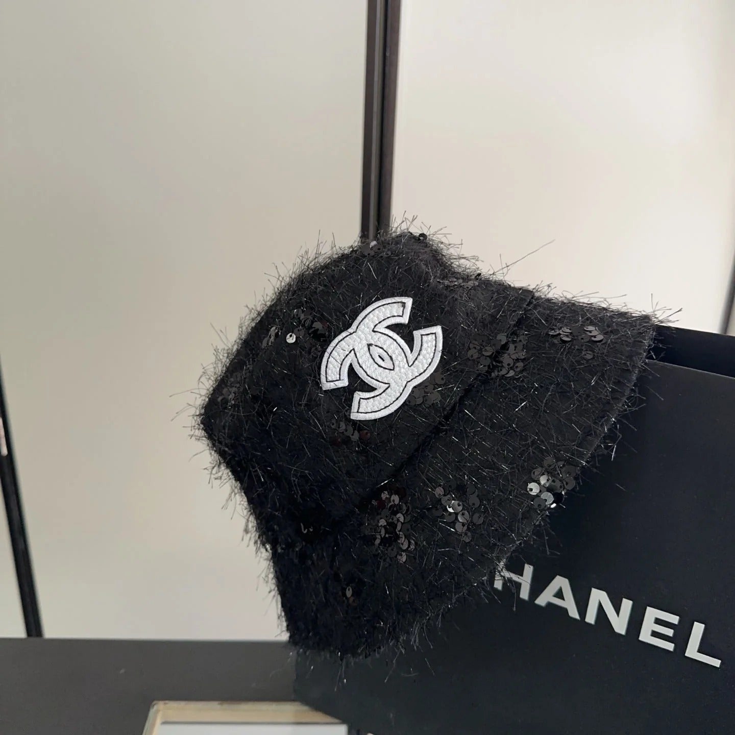 Chanel Faux Fur Bucket Hat Cotton 236965