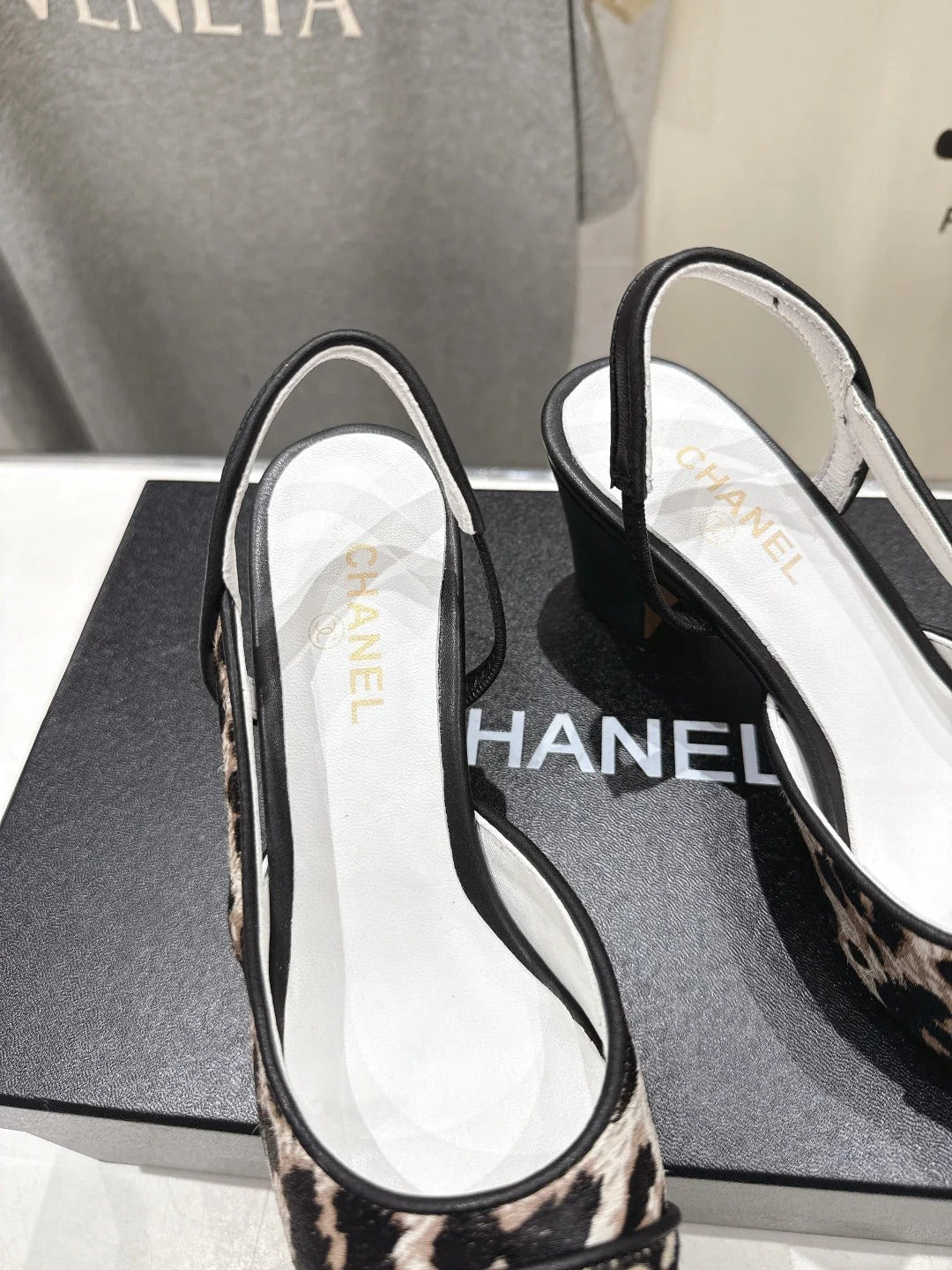 Chanel 2026 Round Toe High Heel Sandal Black Imported Horsehair Sheepskin 713041