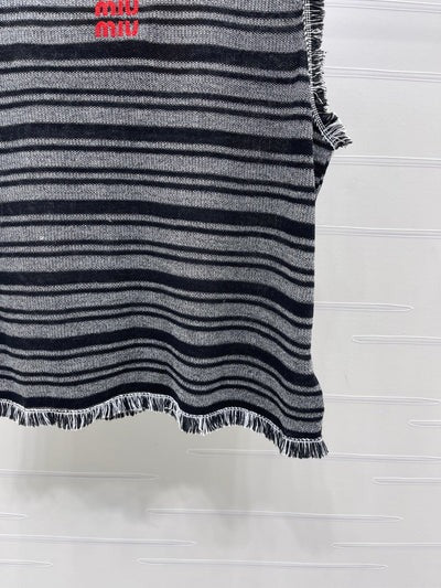 Miumiu 2026 Striped Knitted Vest Black Grey Wool Polyester 766322