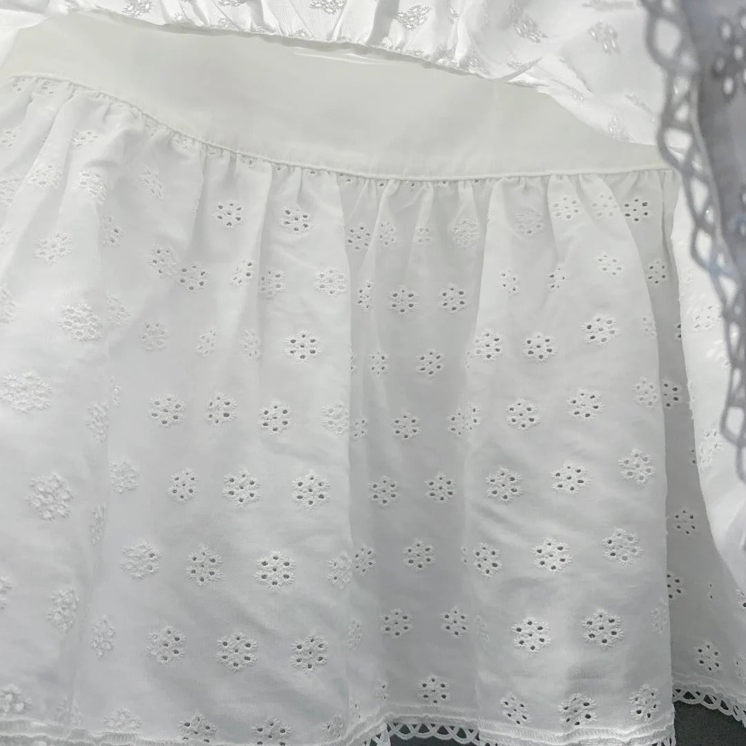 MiuMiu 2026 White Lace Mini Skirt 400393
