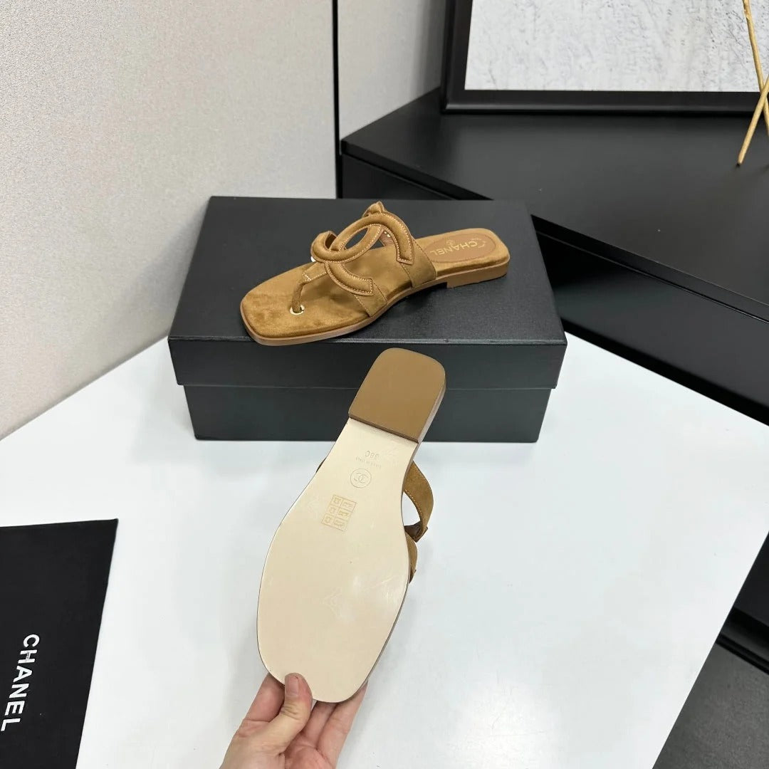 Chanel 2026 Flat Thong Sandal Suede Leather 822819