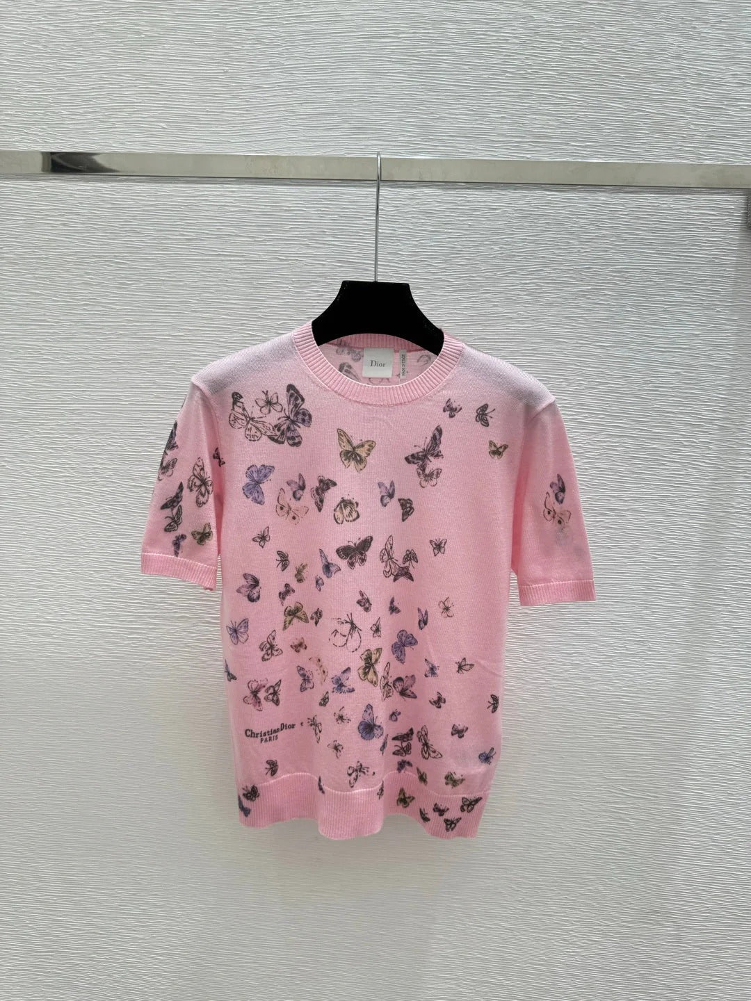 Dior 2026 Butterfly Print Knit Short-Sleeve T-Shirt Wool 355164