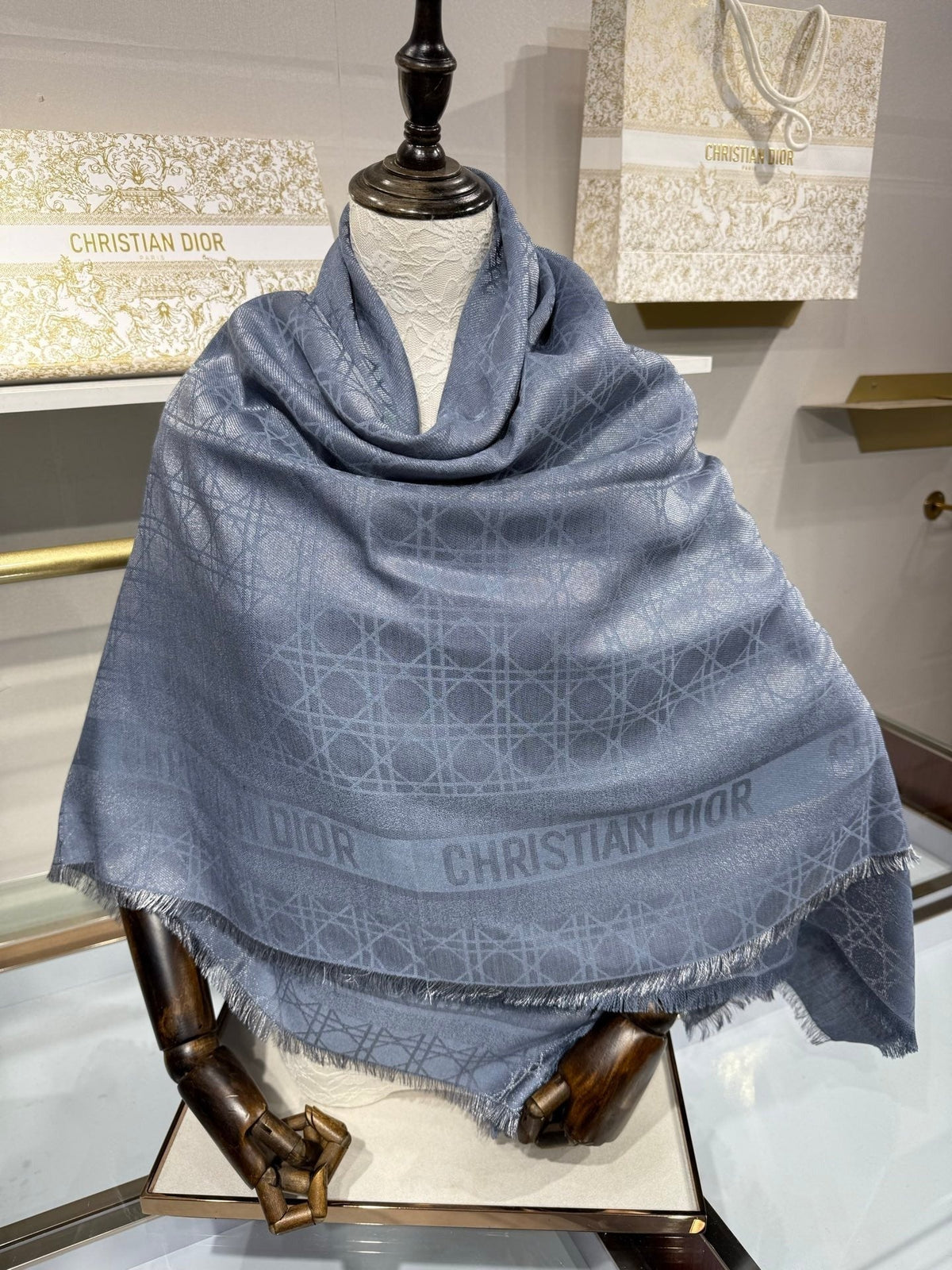 Dior 2026 Cannage Scarf 140cm Silk And Cashmere 211158