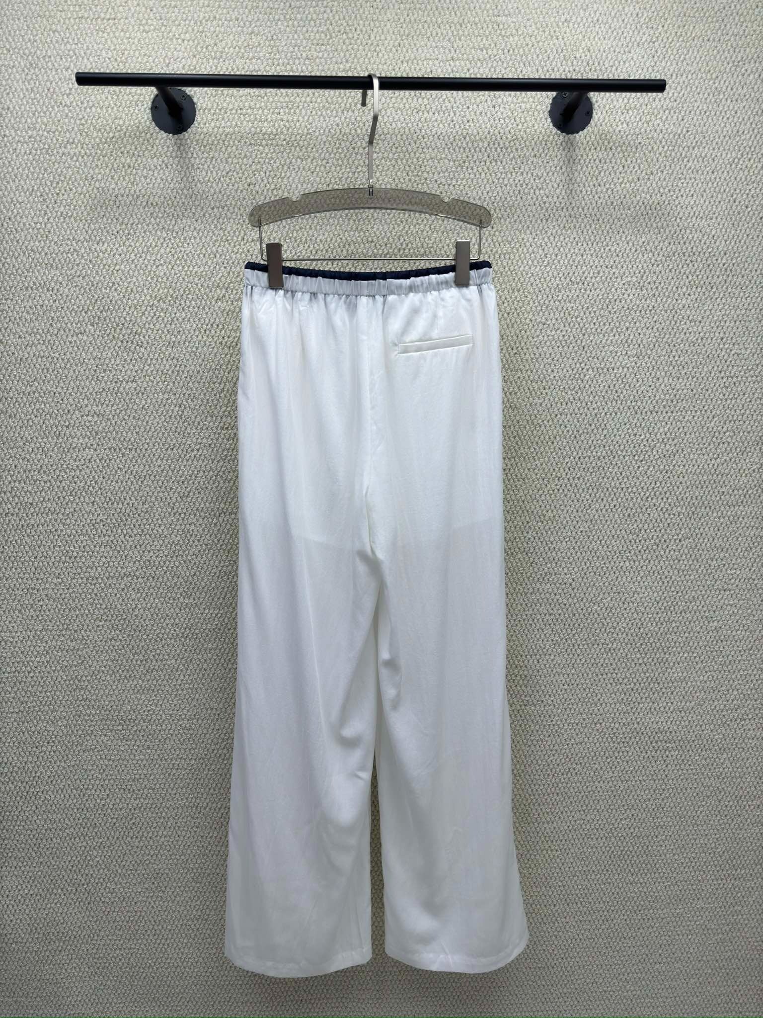 Miumiu 2026 Elastic High-Waisted Straight Wide-Leg Pant Tencel Cotton