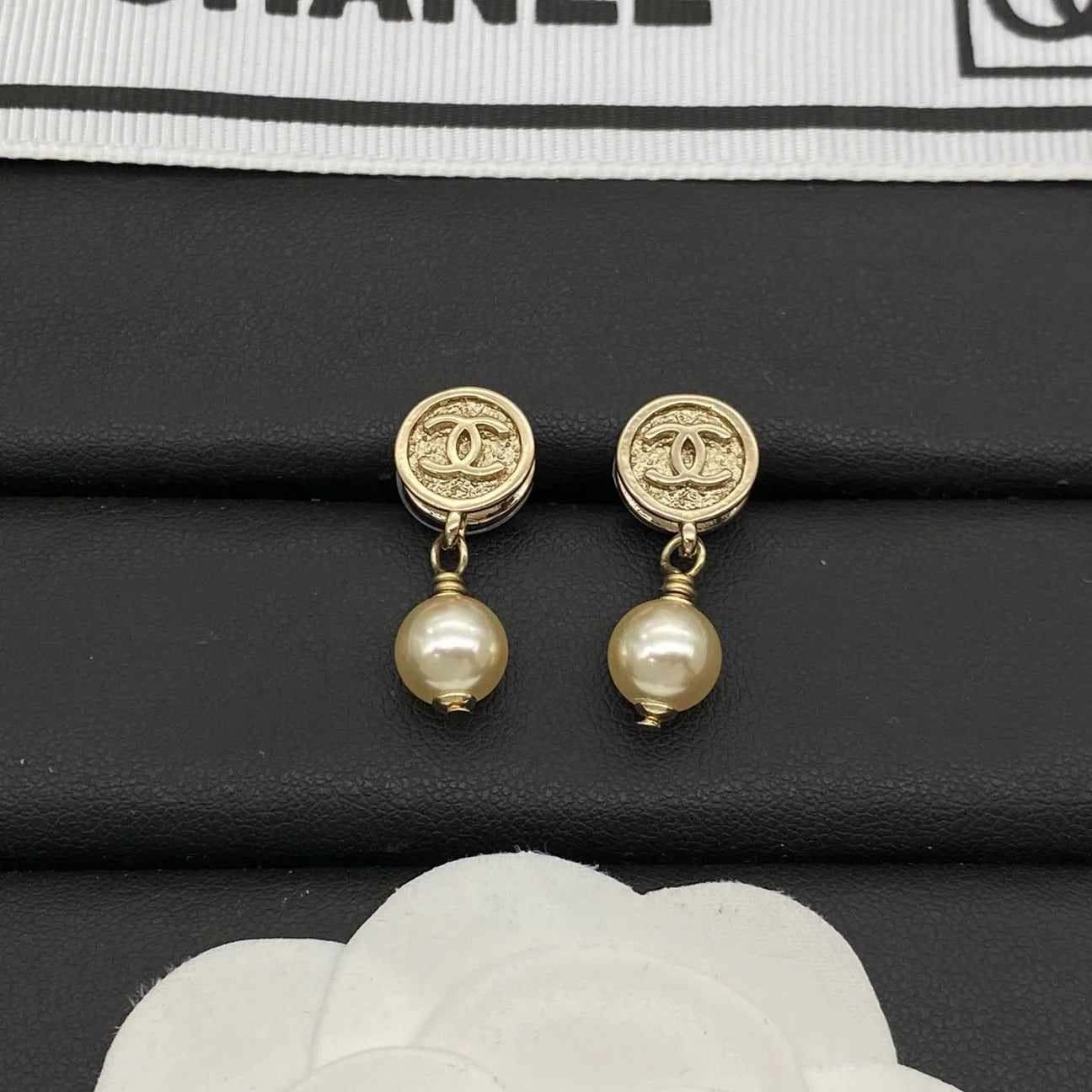 Chanel CC Pearl Earrings