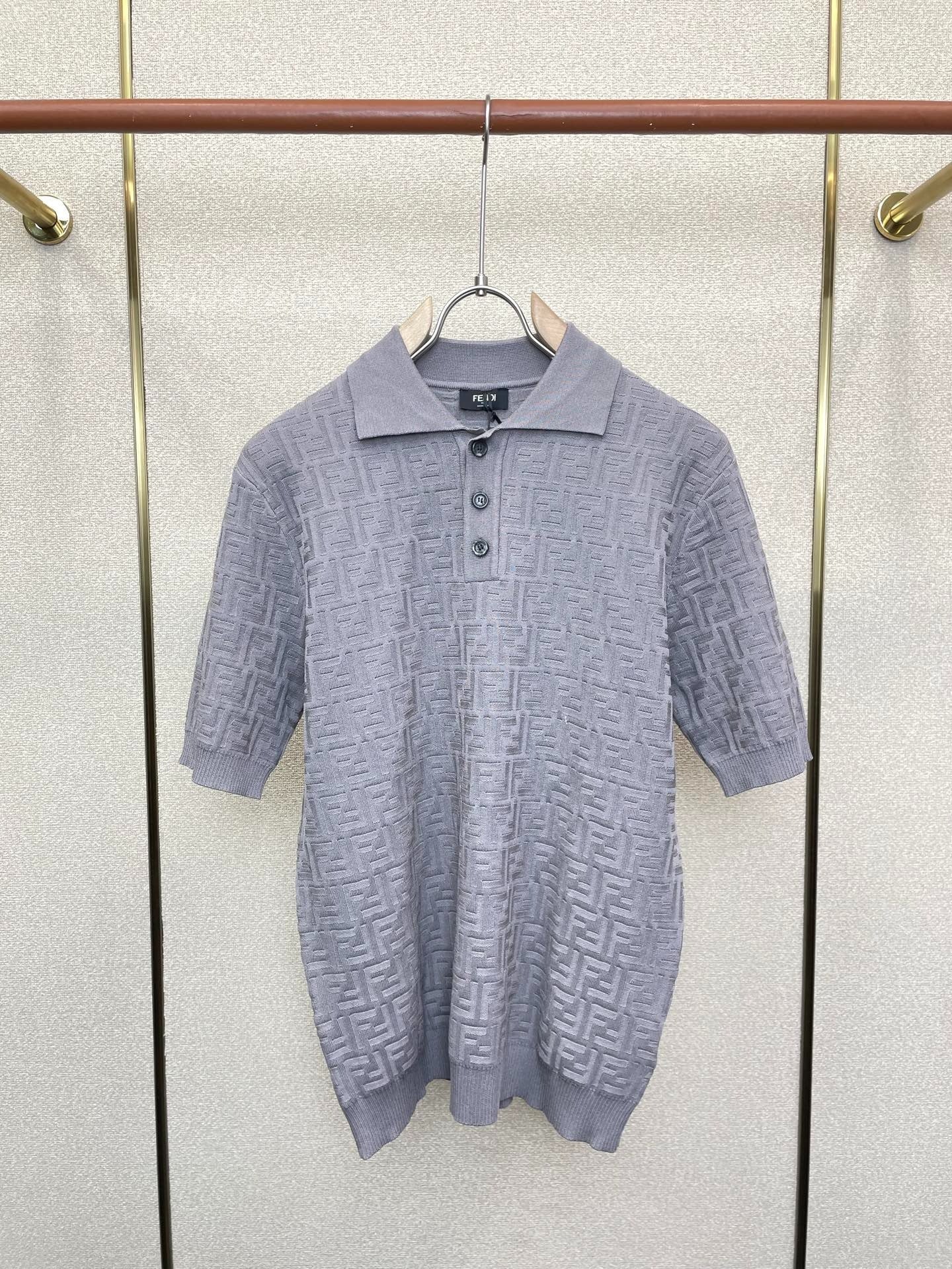 Fendi 2026 Men's Short-Sleeve Shirt Cotton Knitted 824341