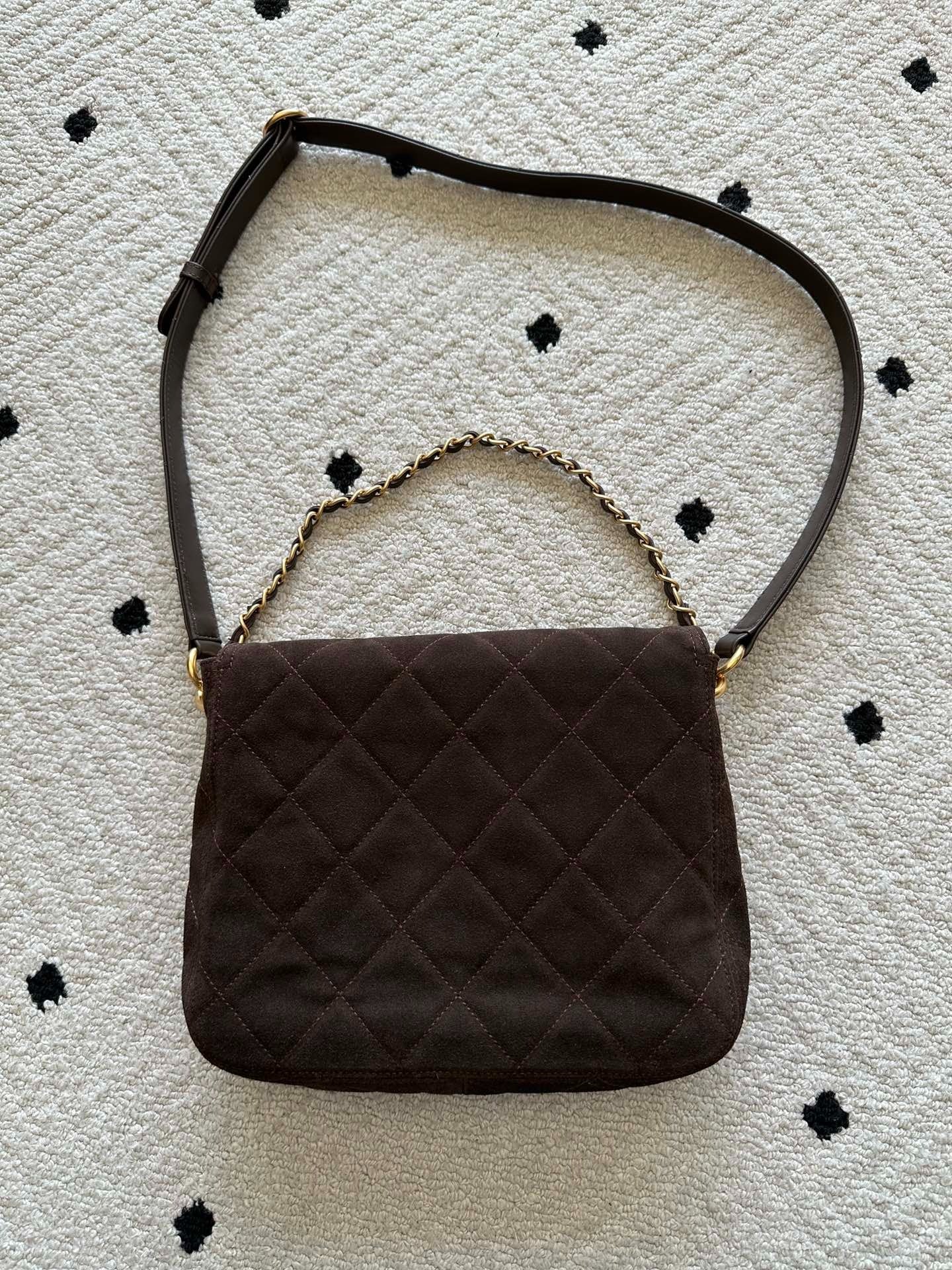 Chane 2026 Shoulder Bag 25cm Brown Suede