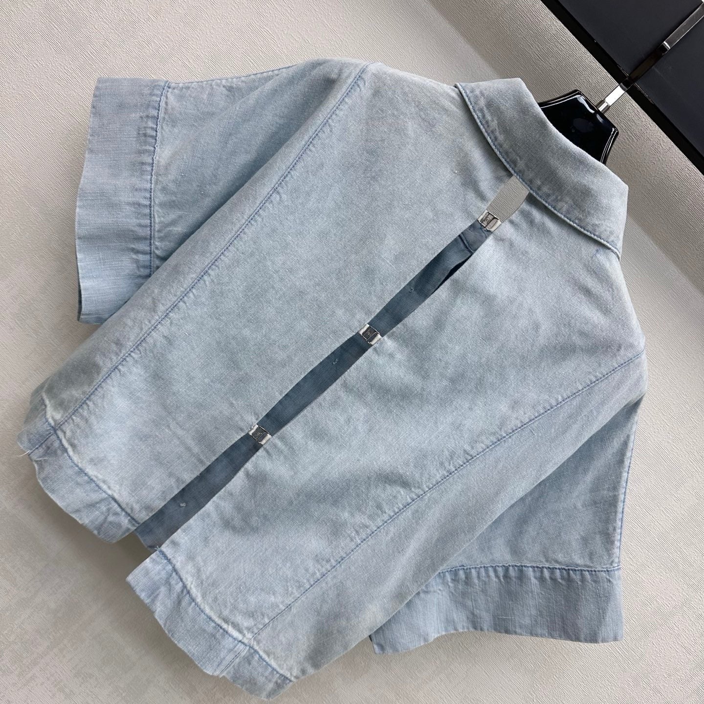 Chanel 26s Short-Sleeve Denim Shirt 1434