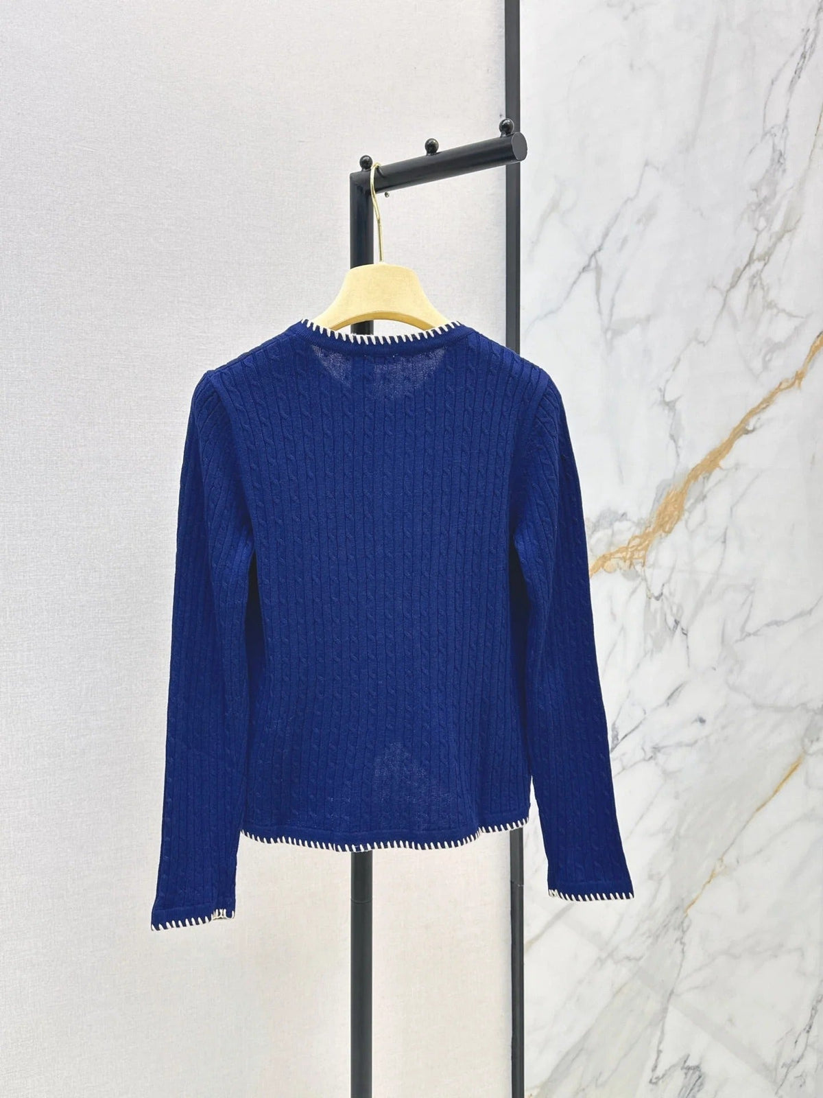 Miumiu 2026 Cardigan Blue And Beige Wool 782136