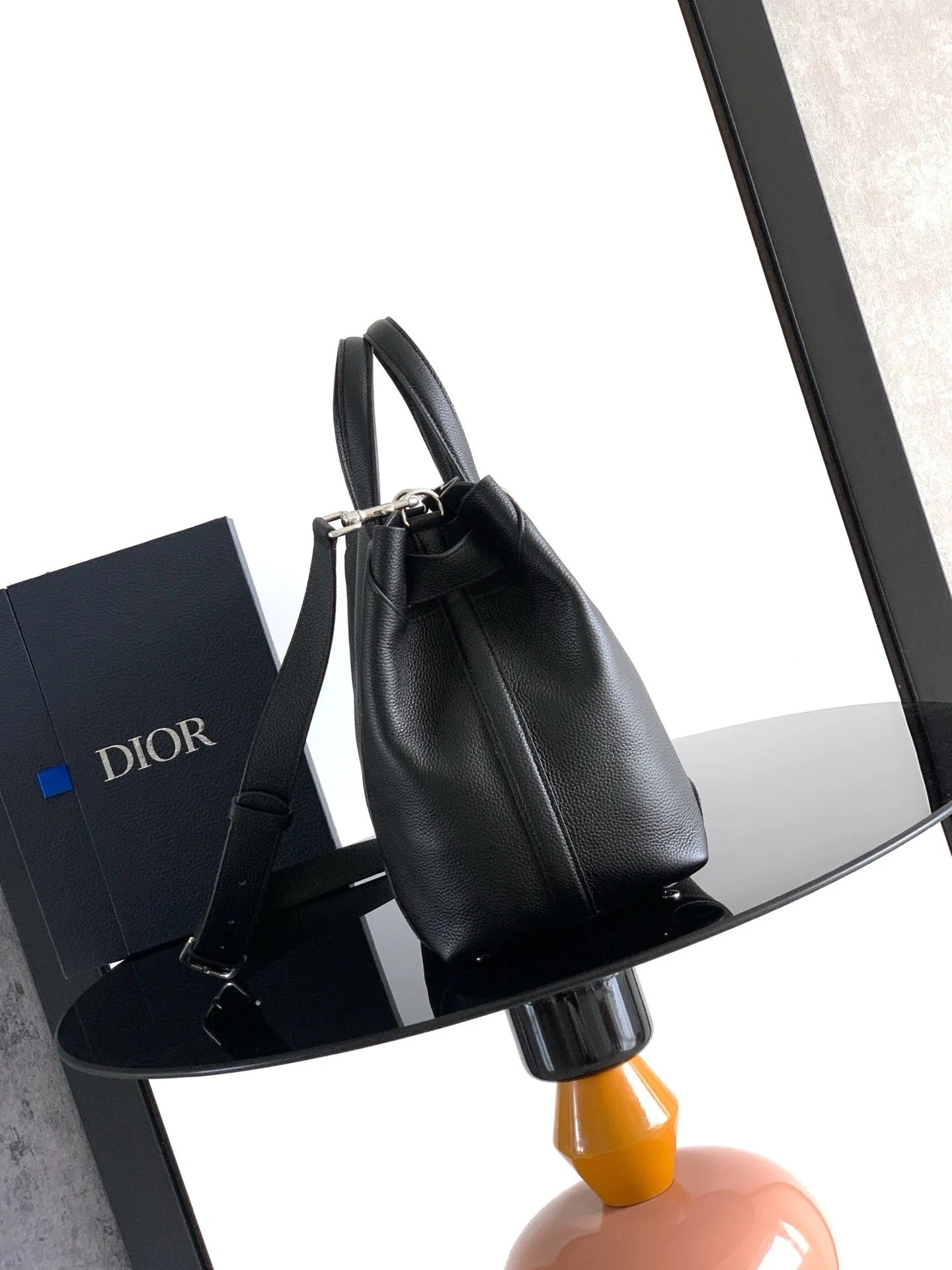 Dior 2026 Normandie Handbag 38cm Black Grained Calfskin 355400