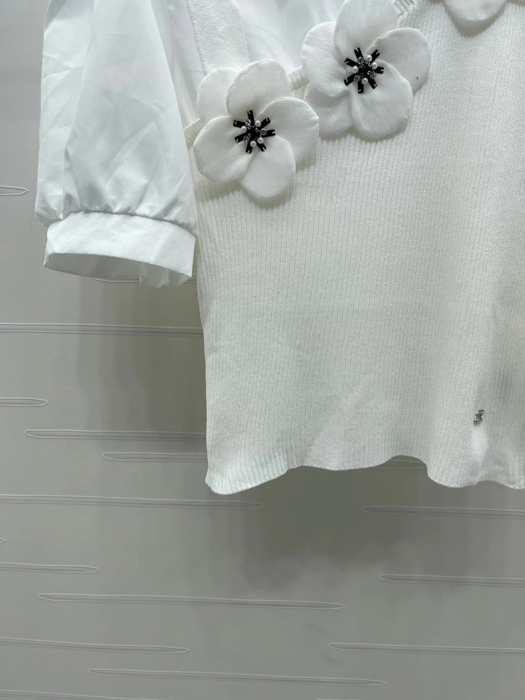 Chanel 2026 Flower Collared Knit Short-Sleeve Shirt Cotton 408561