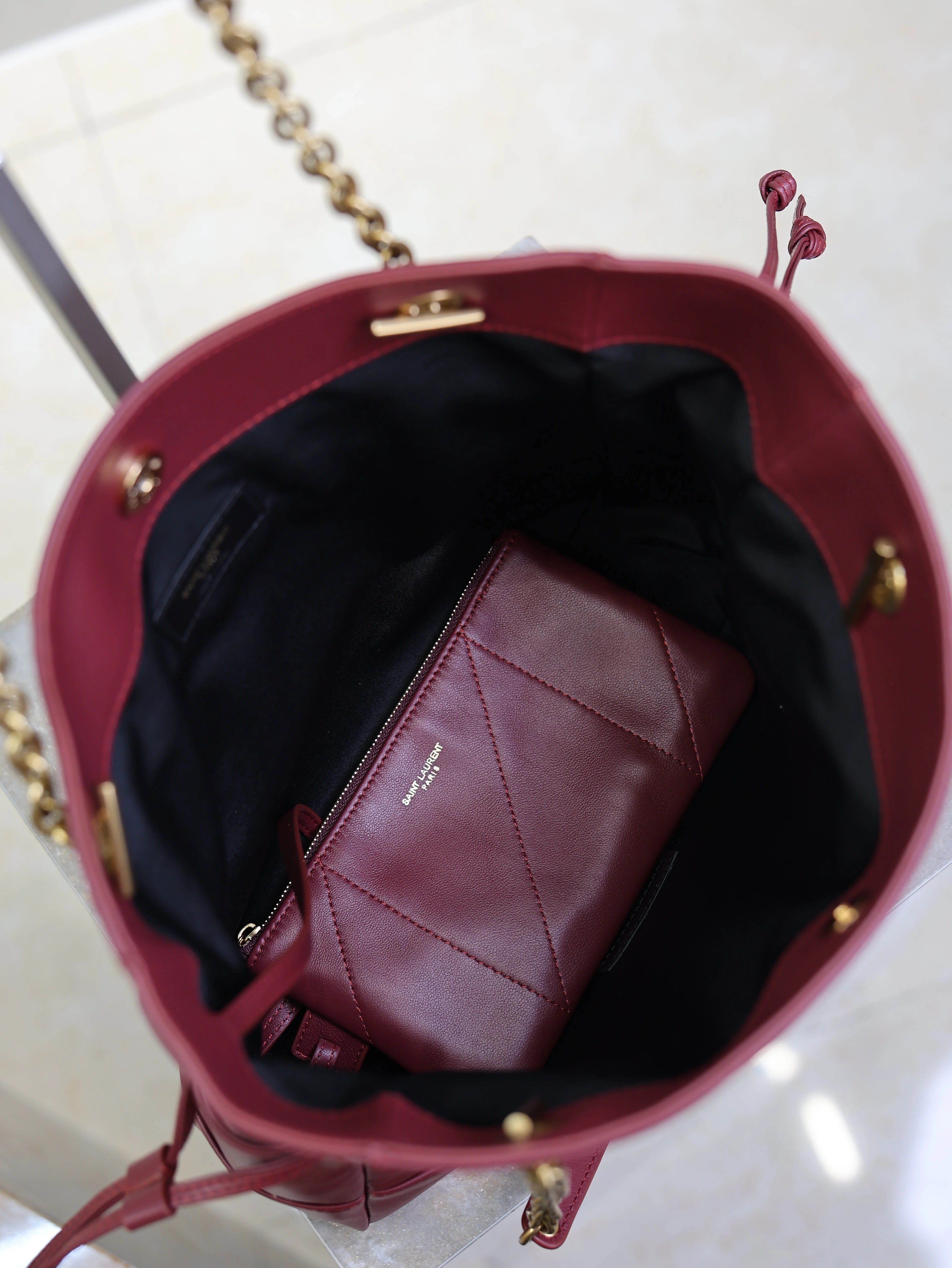 YSL 2026 Jamie Shopping Burgundy 29cm Lambskin