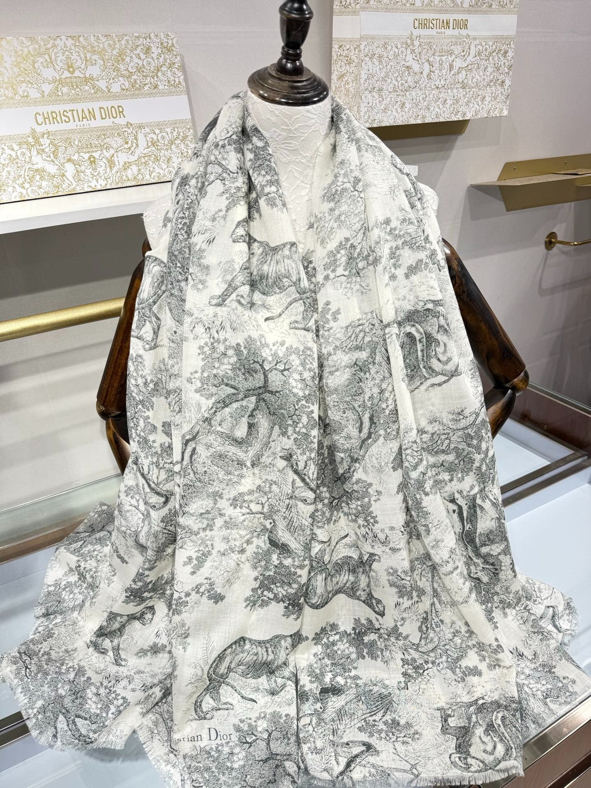 Dior 2026 Toile De Jouy Print Scarf 190cm Cashmere And Silk 217016