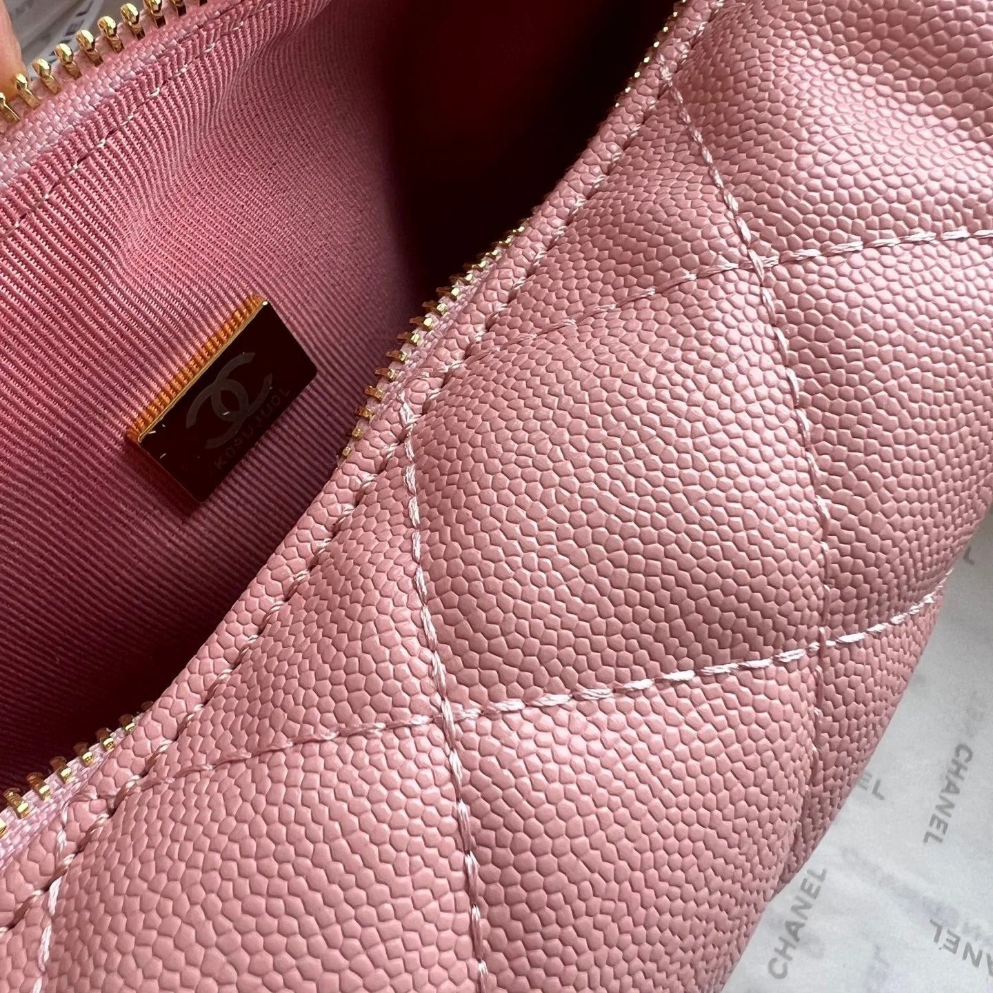 Chanel 2026 Quilted Pearl Chain Pouch Hobo Bag 19cm Grained Calfskin