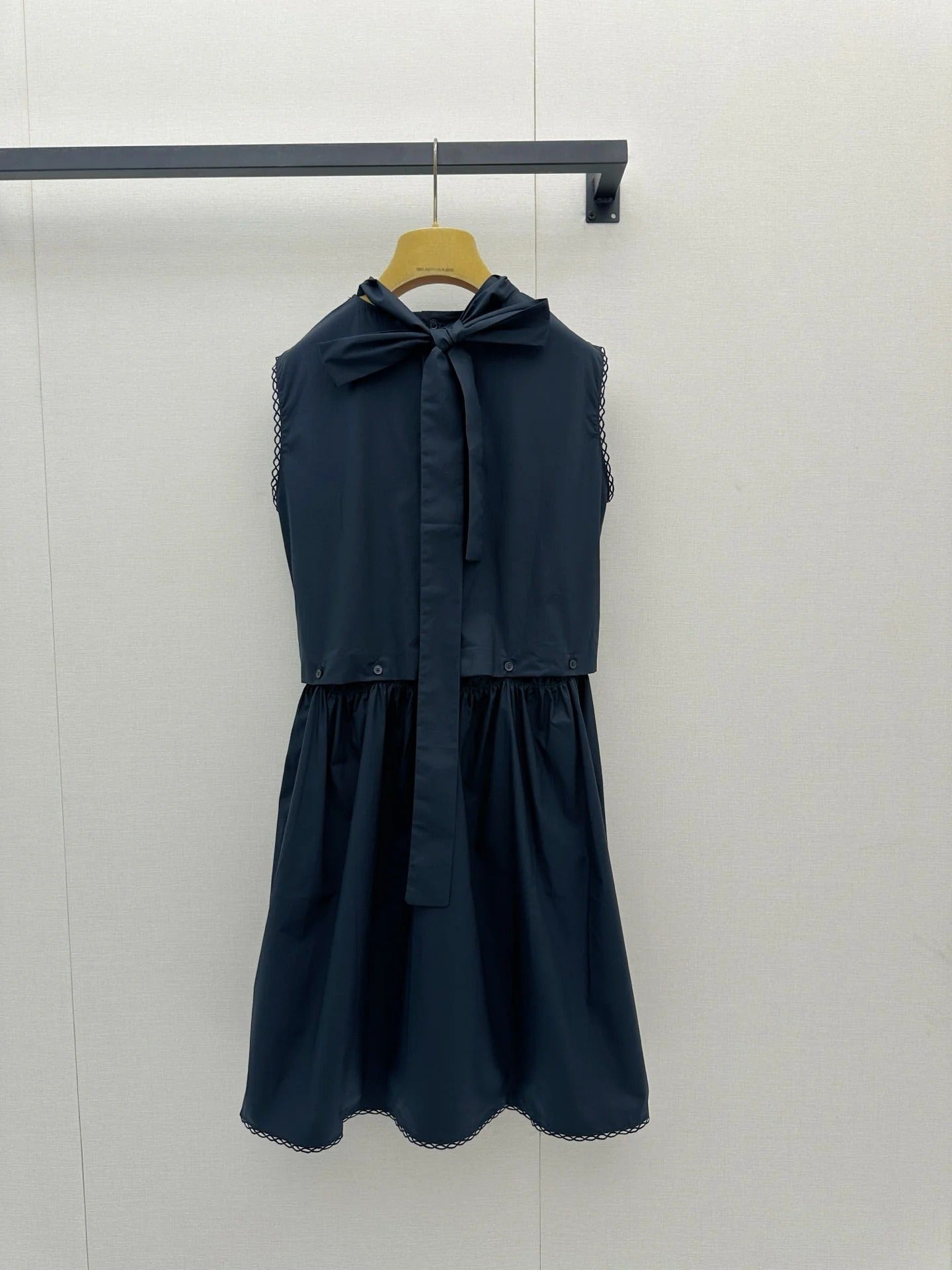 MiuMiu 2026 Sleeveless Dress Navy Green Cotton 648450