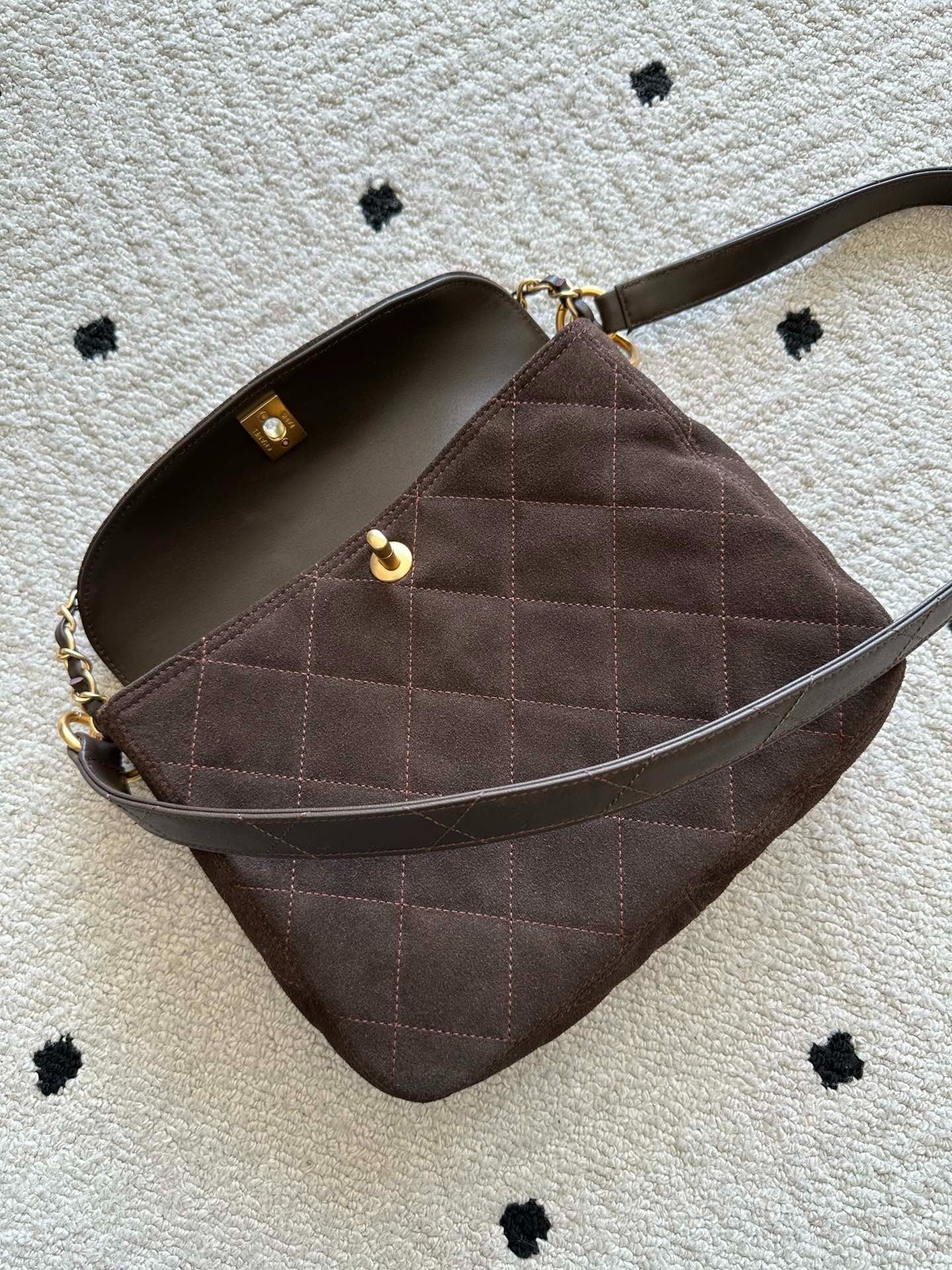 Chane 2026 Shoulder Bag 25cm Brown Suede