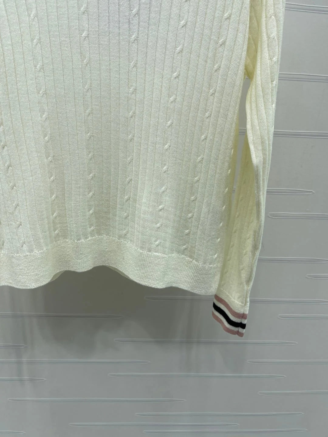 Chanel 2026 Cable Knit Long-sleeved Shirt With Ribbed Collar 773805