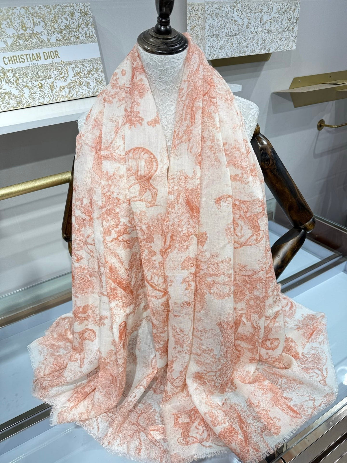 Dior 2026 Toile De Jouy Print Scarf 190cm Cashmere And Silk 217016