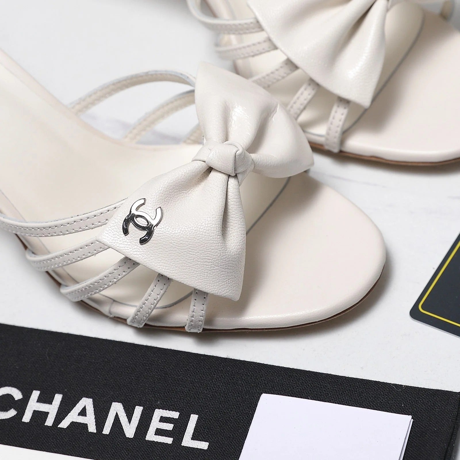 Chanel 2026 High-heeled Sandals With Delicate Bow 80mm White Cowhide 758427